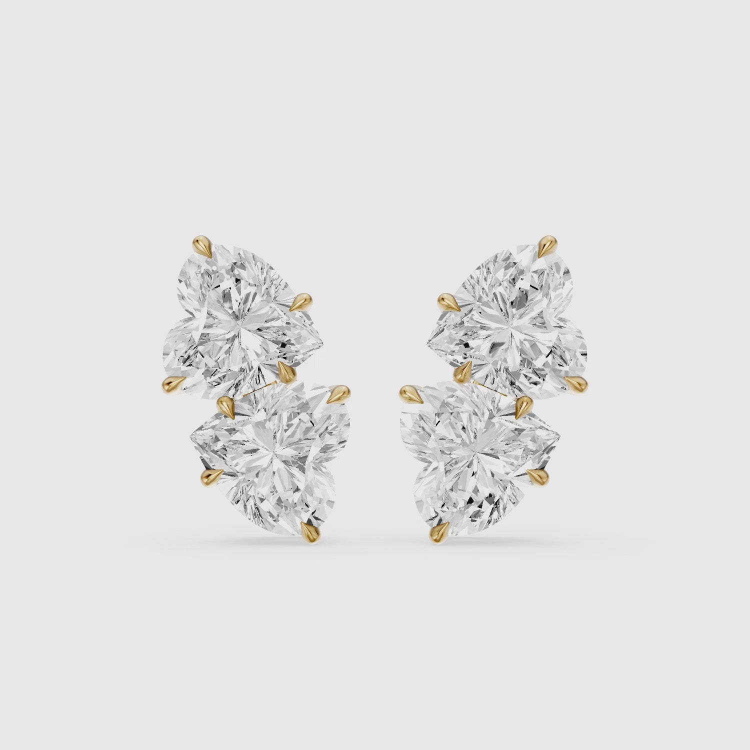 Load video: Iseult Heart Cut Lab Grown Diamond Duo Stud Earrings