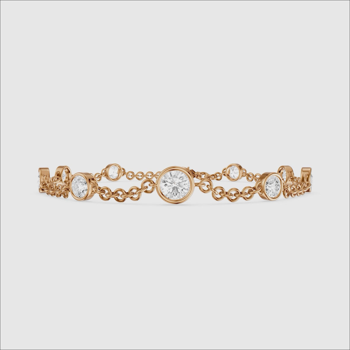 Load video: Janine Round Bezel Lab Grown Diamond Station Bracelet