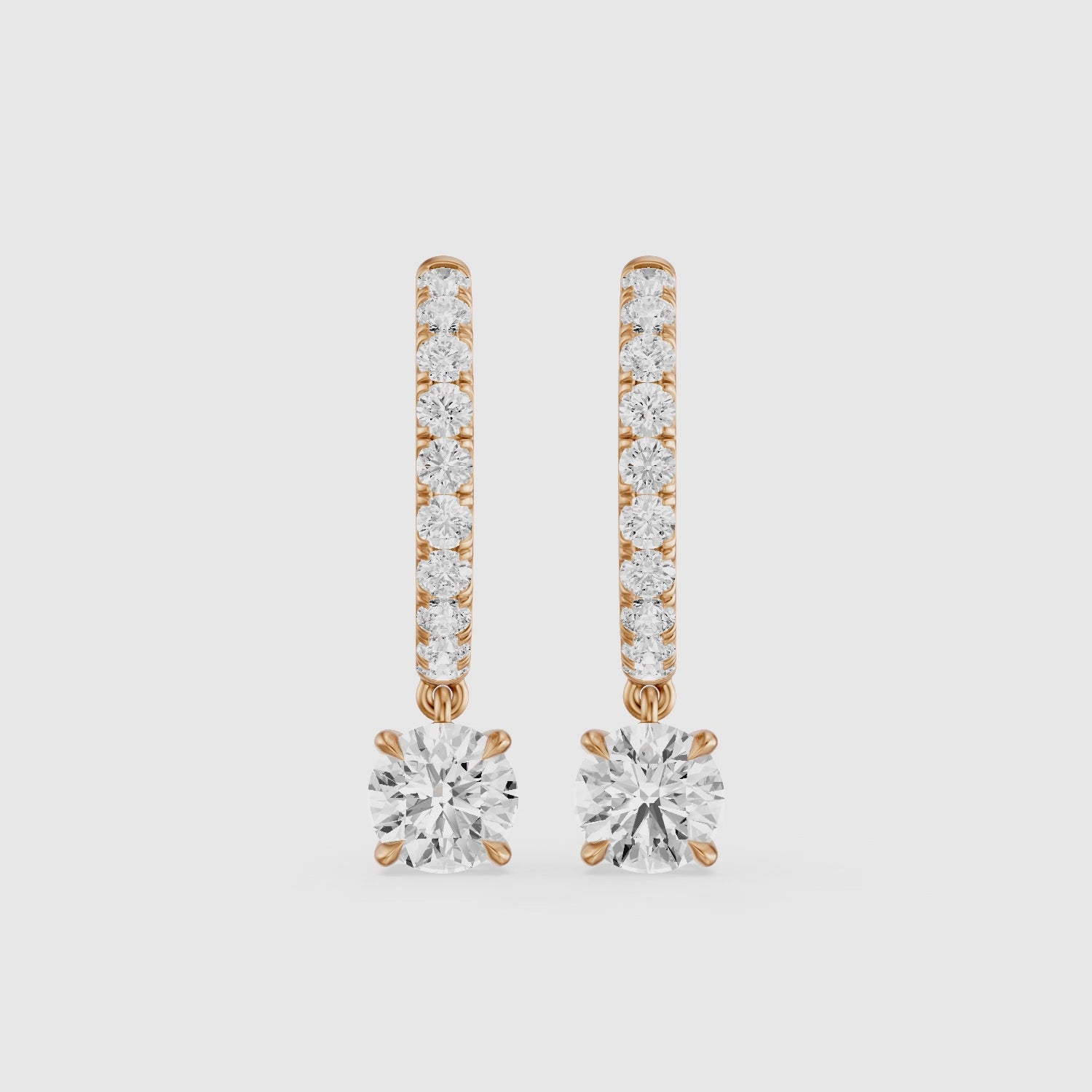 Load video: Cassidy Round Lab Grown Diamond Drop Huggie Hoop Earrings