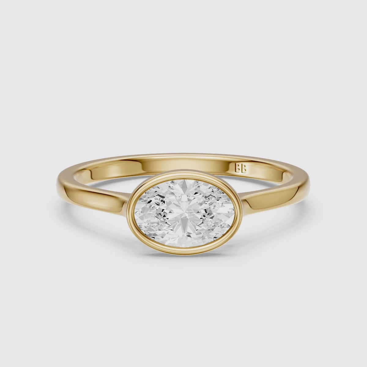 Load video: Riva East-West Oval Bezel Set Lab Grown Diamond Engagement Ring