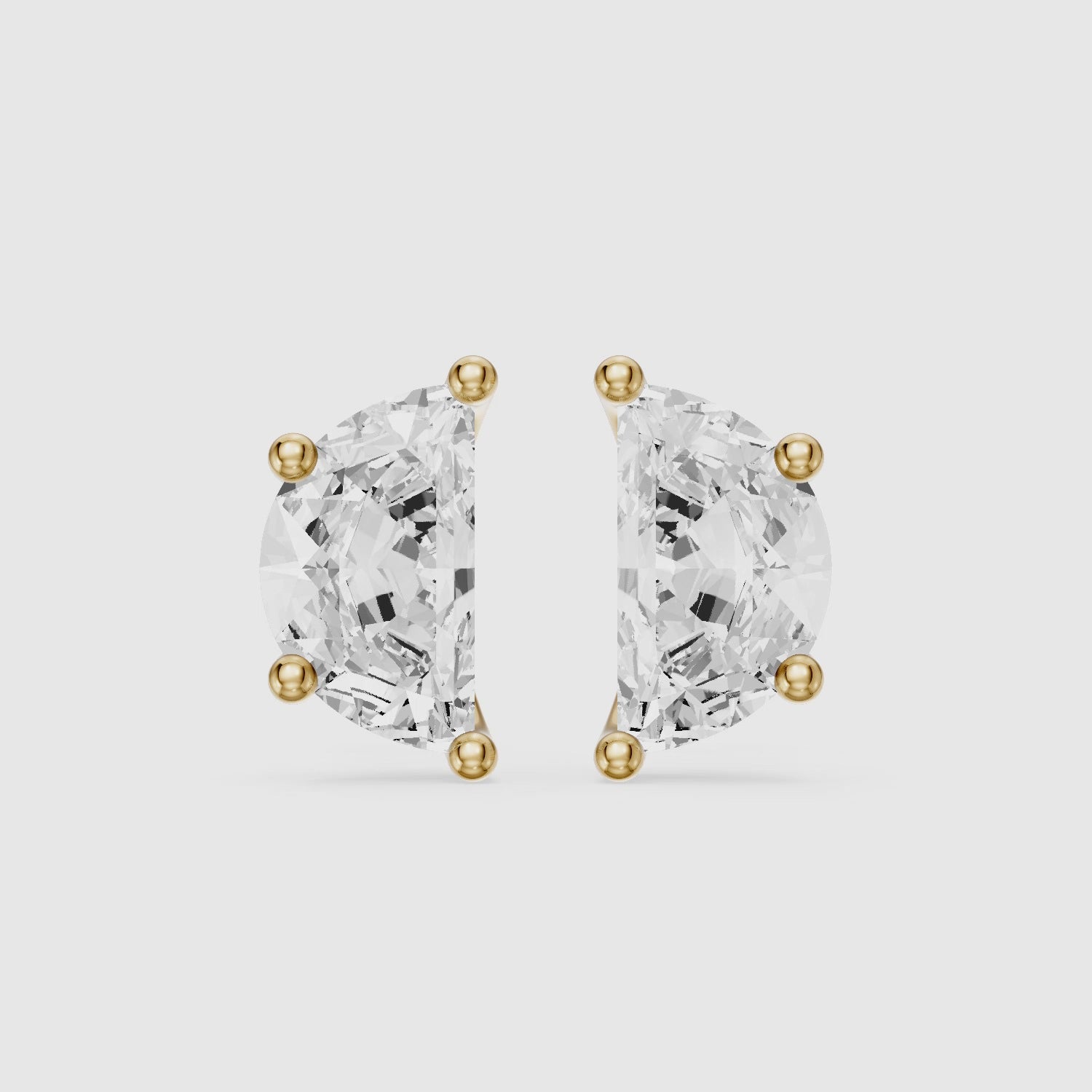 Load video: Verica Half Moon lab grown diamond Solitaire Stud Earrings