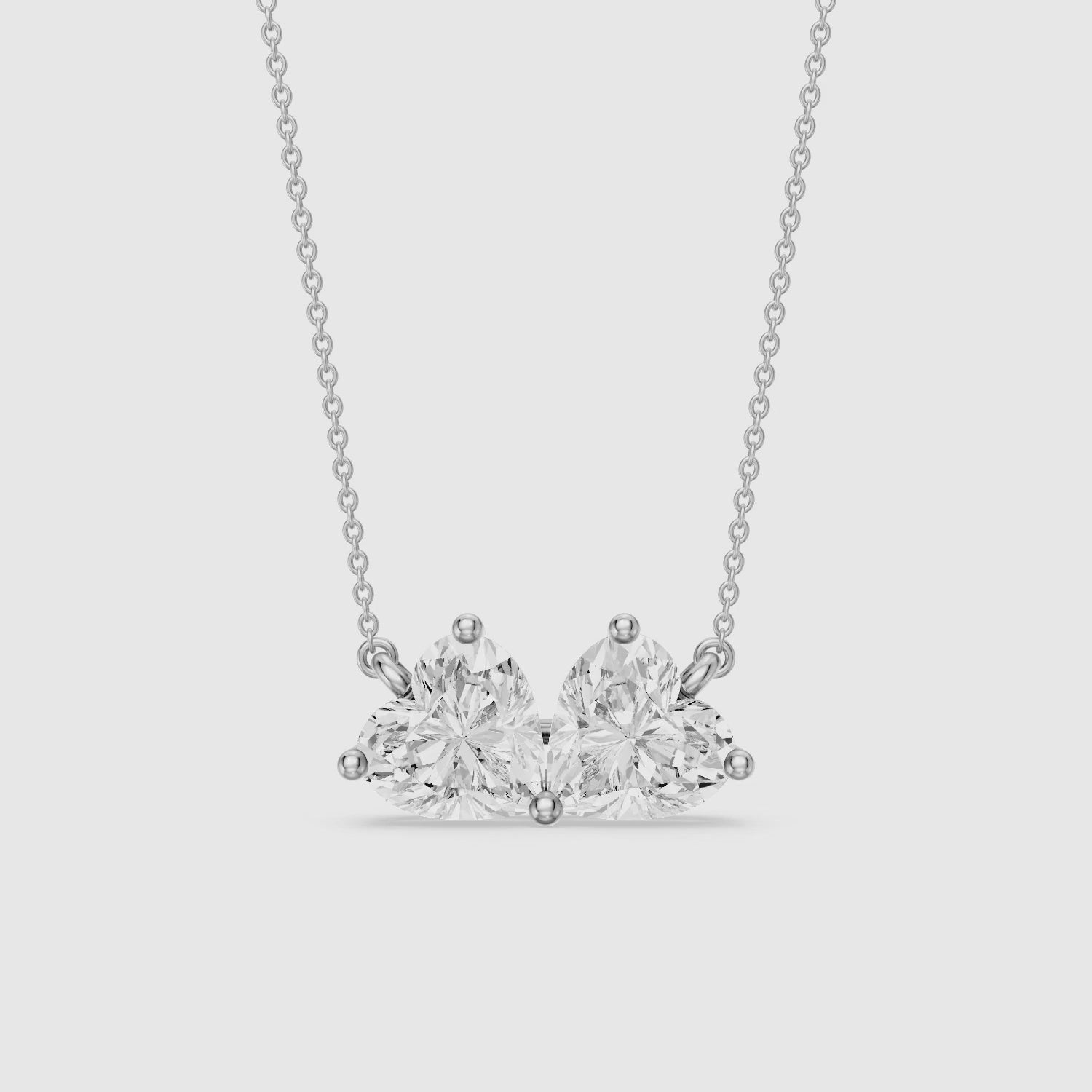 Load video: Nicole Heart Shape Lab Grown Diamond Toi et Moi Pendant