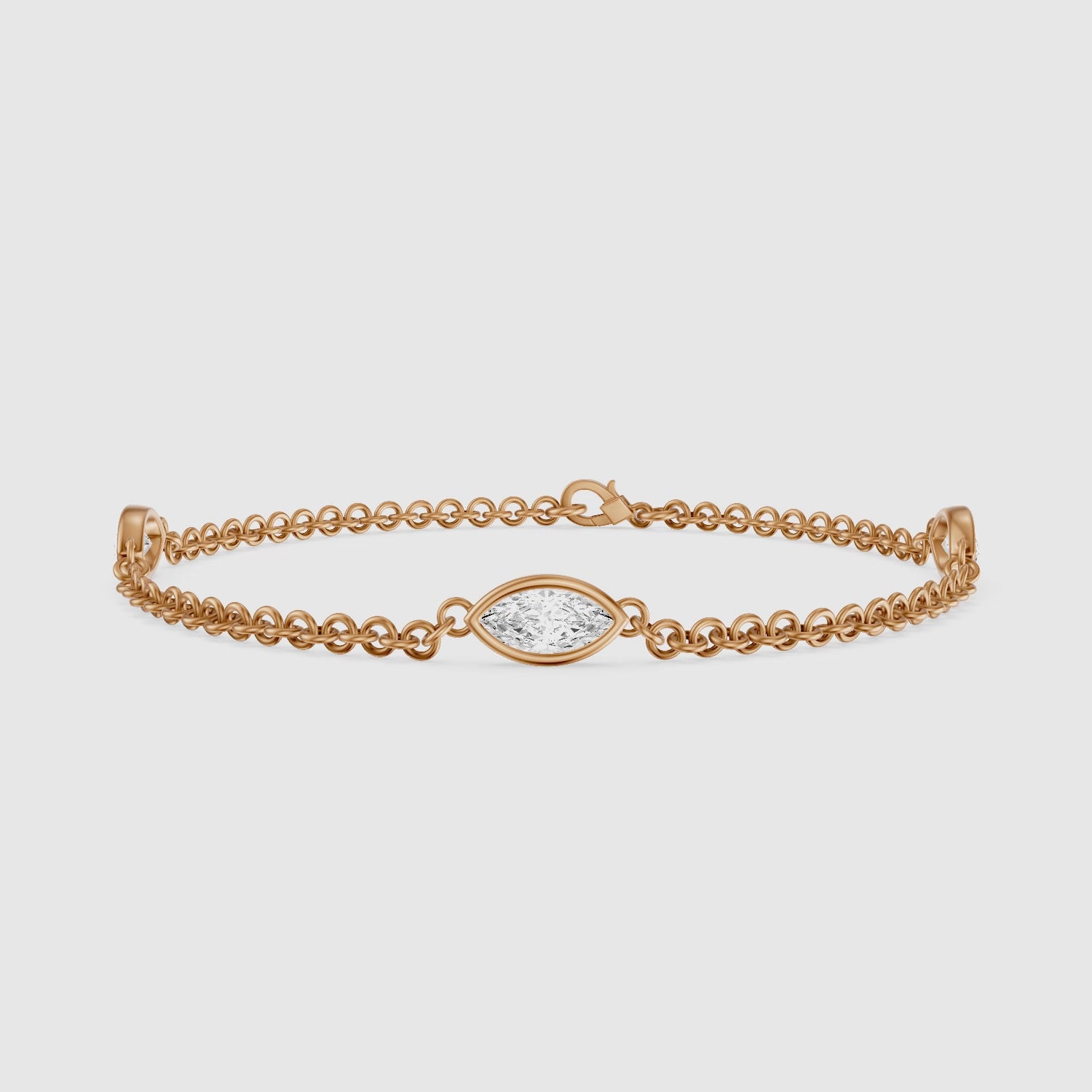 Load video: Riona Marquise Lab Grown Diamond Station Chain Bracelet
