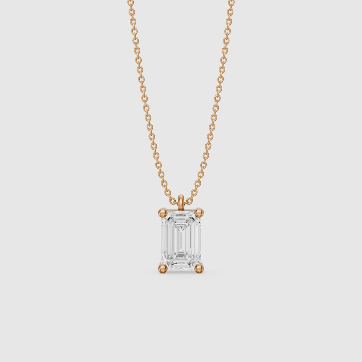 Load video: Paige Emerald Shape Lab Grown Diamond Solitaire Pendant