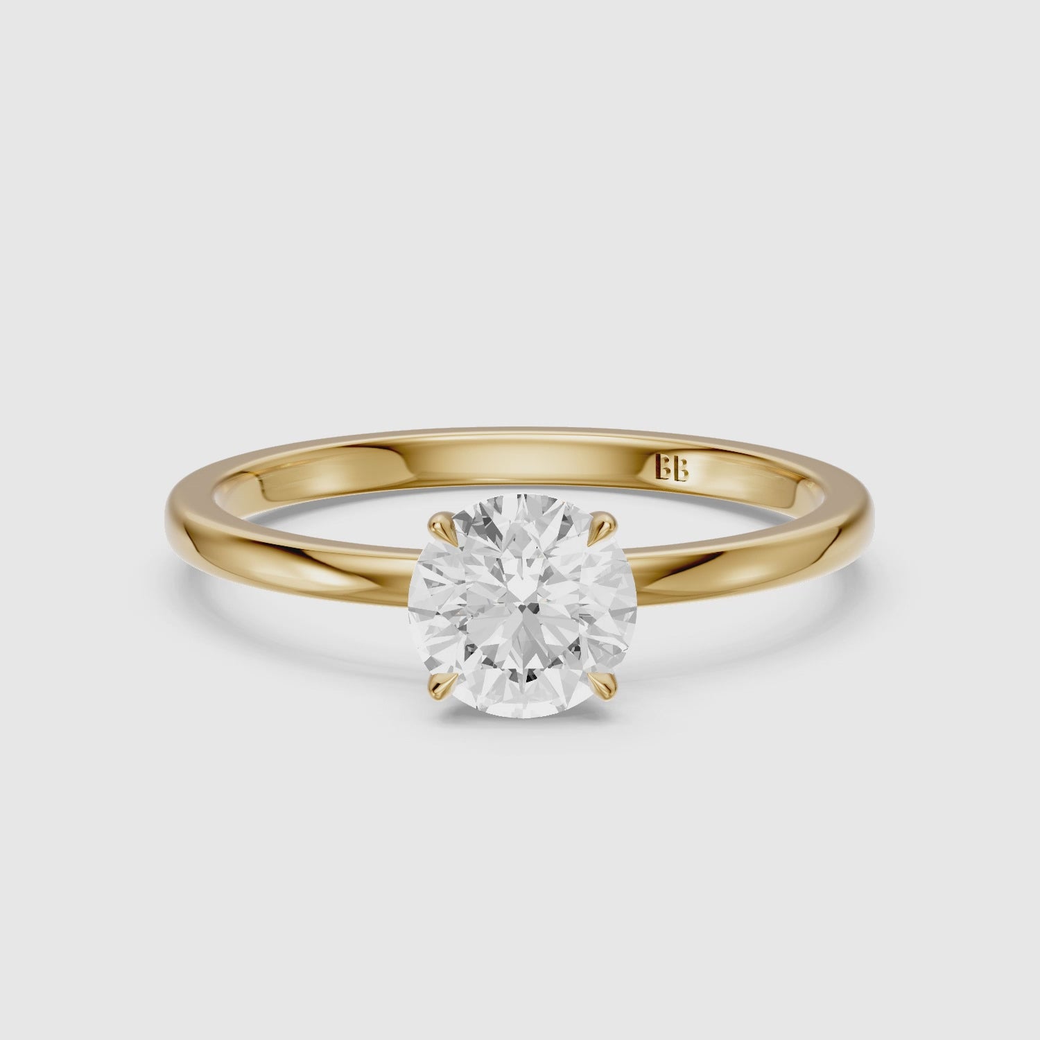 Load video: Tinlee Round Cut Low Profile Solitaire Lab Grown Diamond Ring