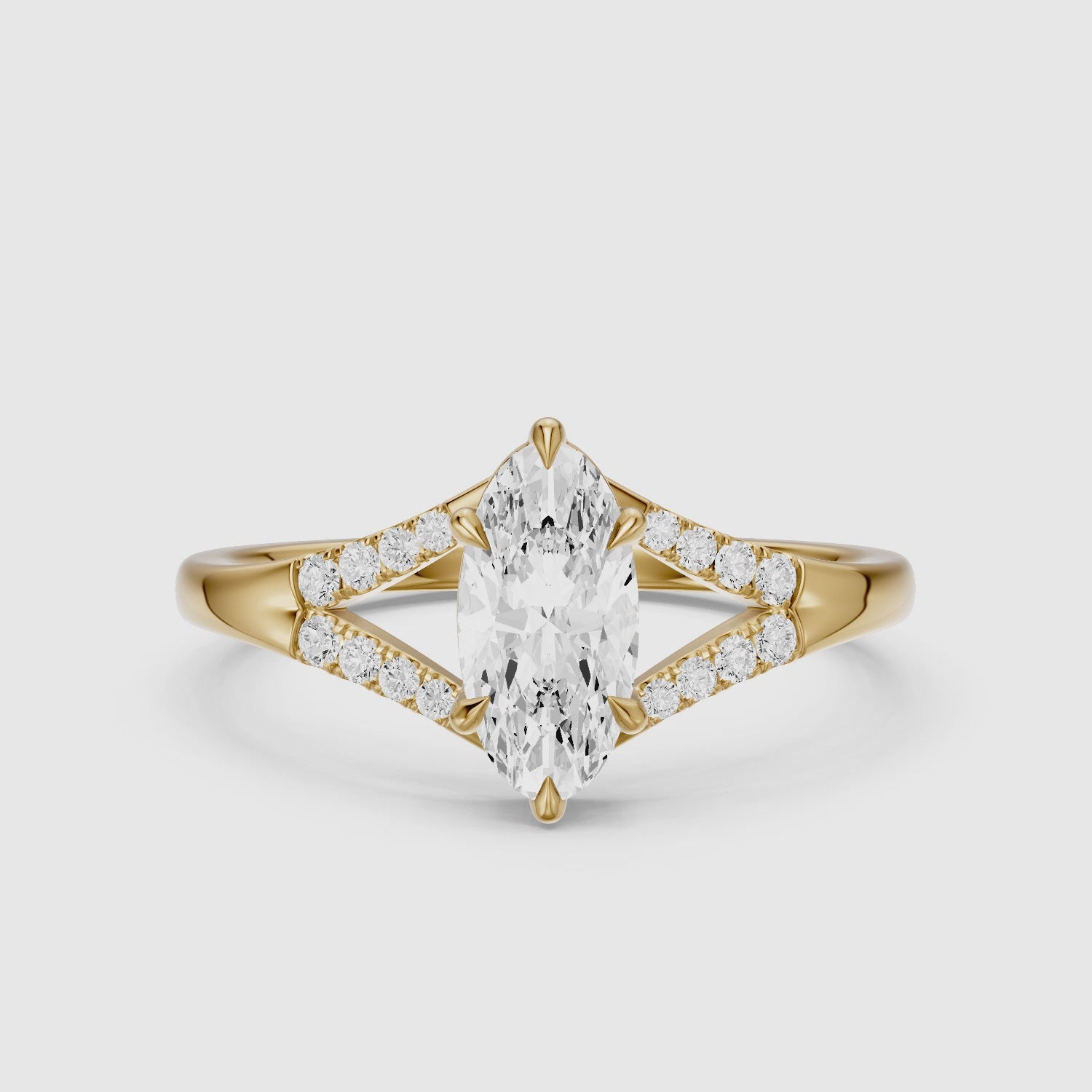 Load video: Frida Moval Moissanite Diamond Ring with Split Shank Pave Band
