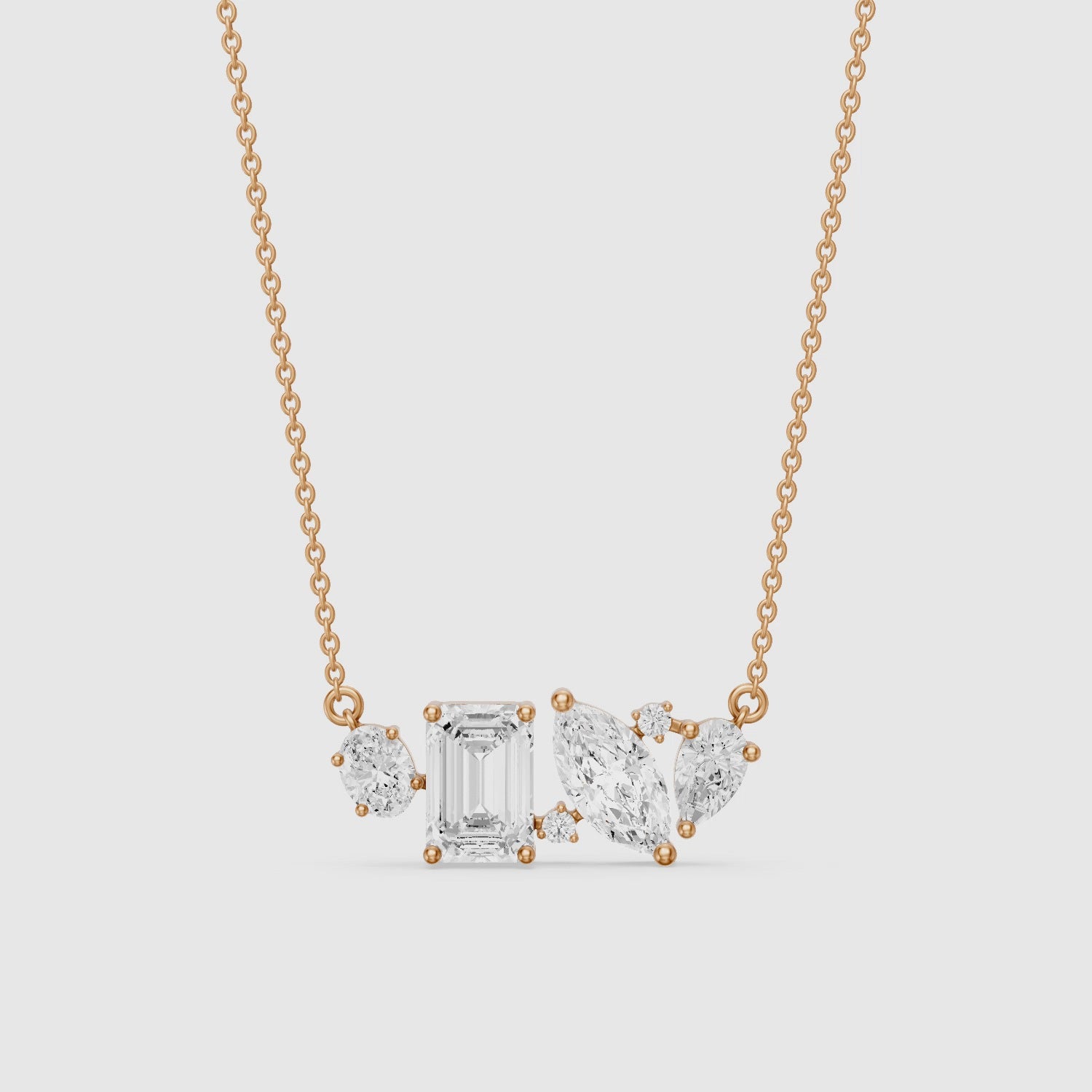Load video: Lara Multi Shape Lab Grown Diamond Cluster Necklace