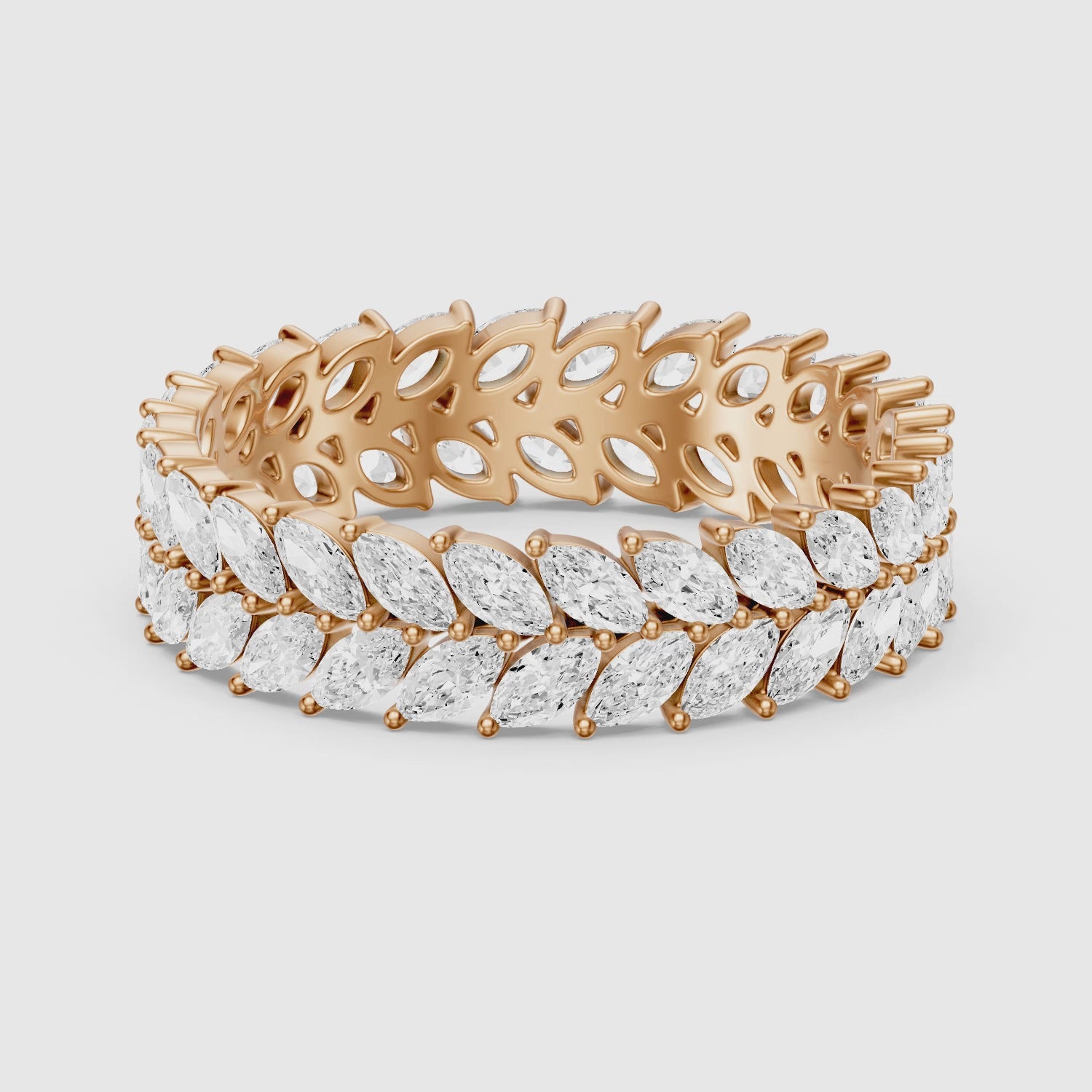 Load video: Elle Double Row Marquise Lab Grown Diamond Eternity Band