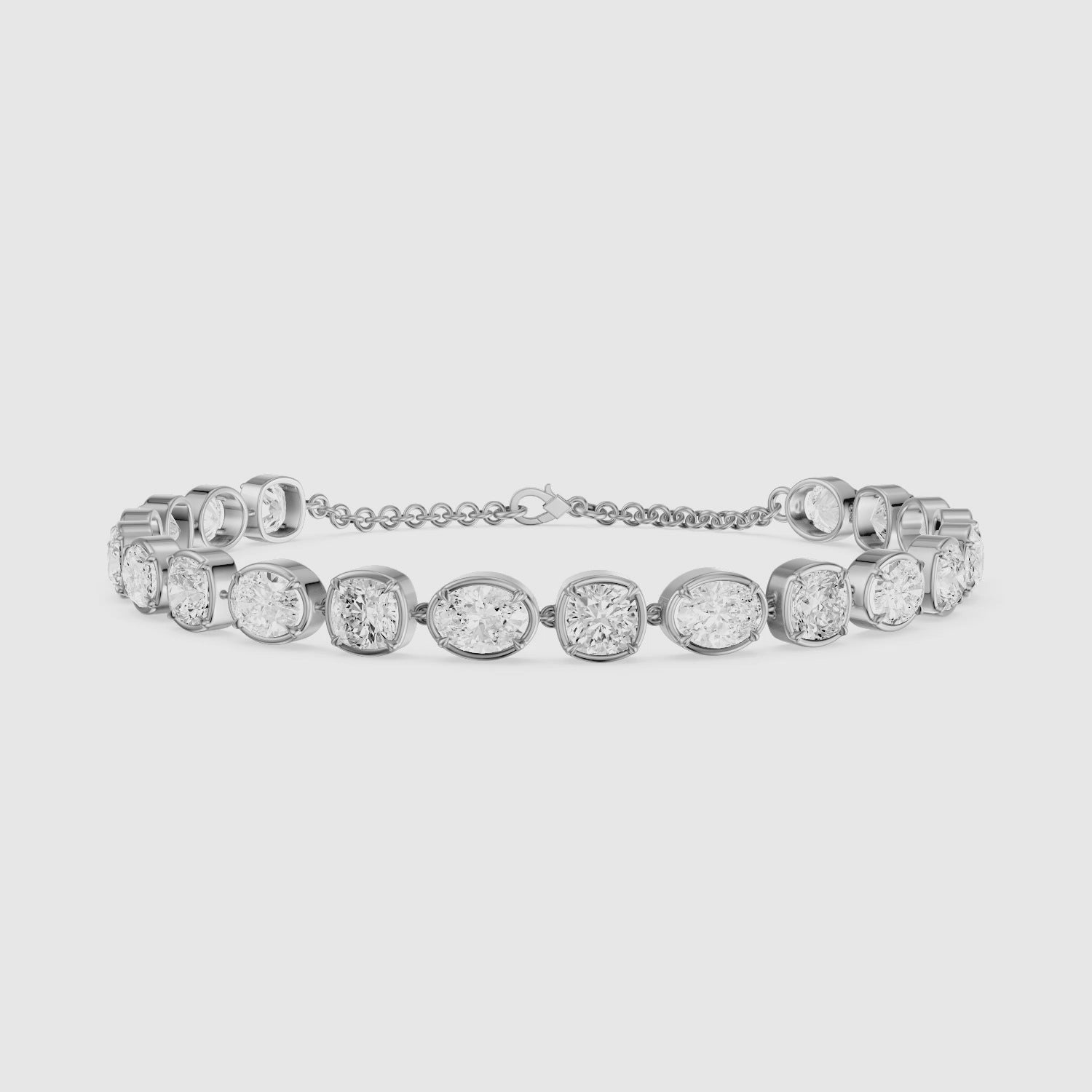 Load video: Jeren Cushion and Oval Shape Lab Grown Diamond Tennis Bracelet