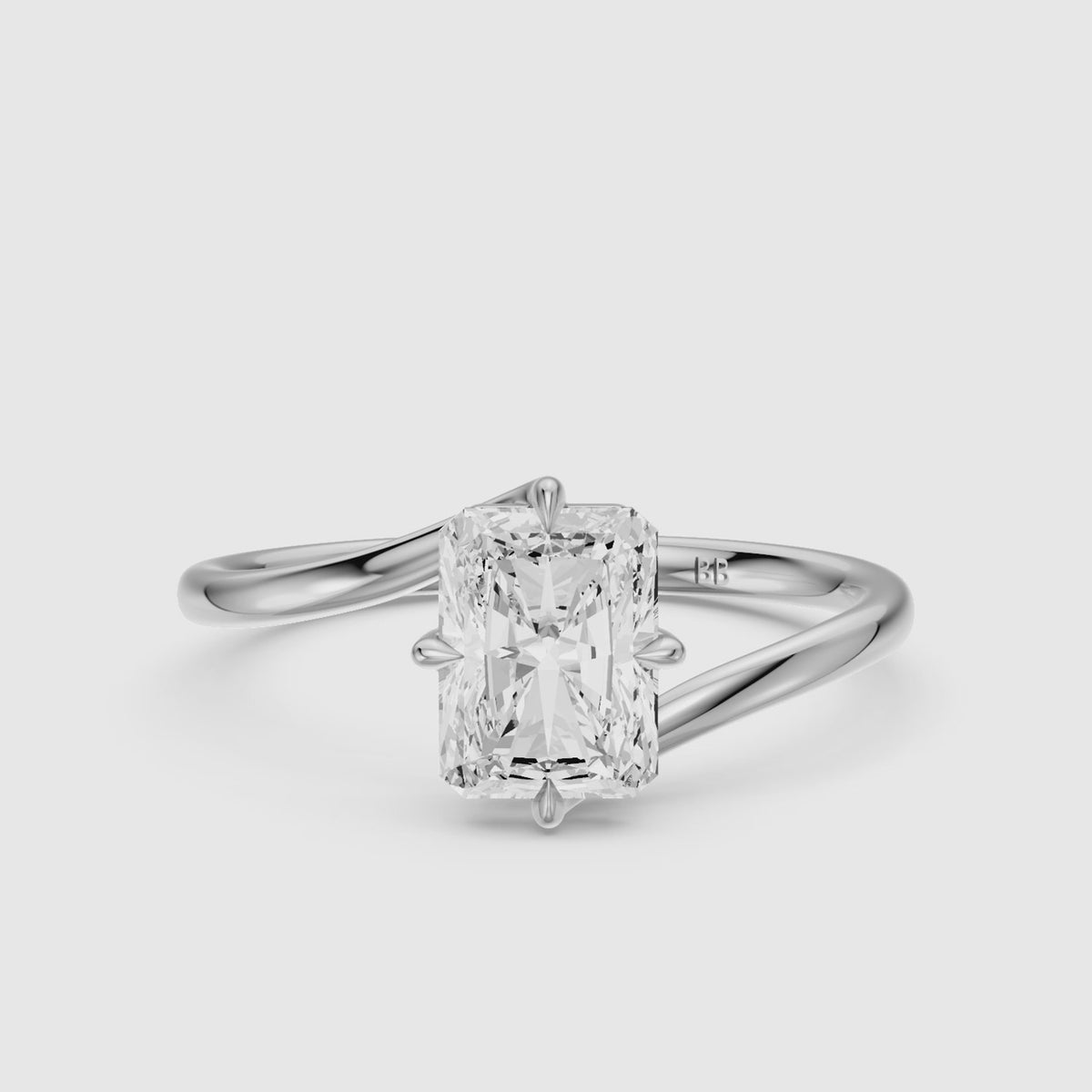 Load video: Sora Radiant Cut Solitaire Bypass Lab Grown Diamond Engagement Ring