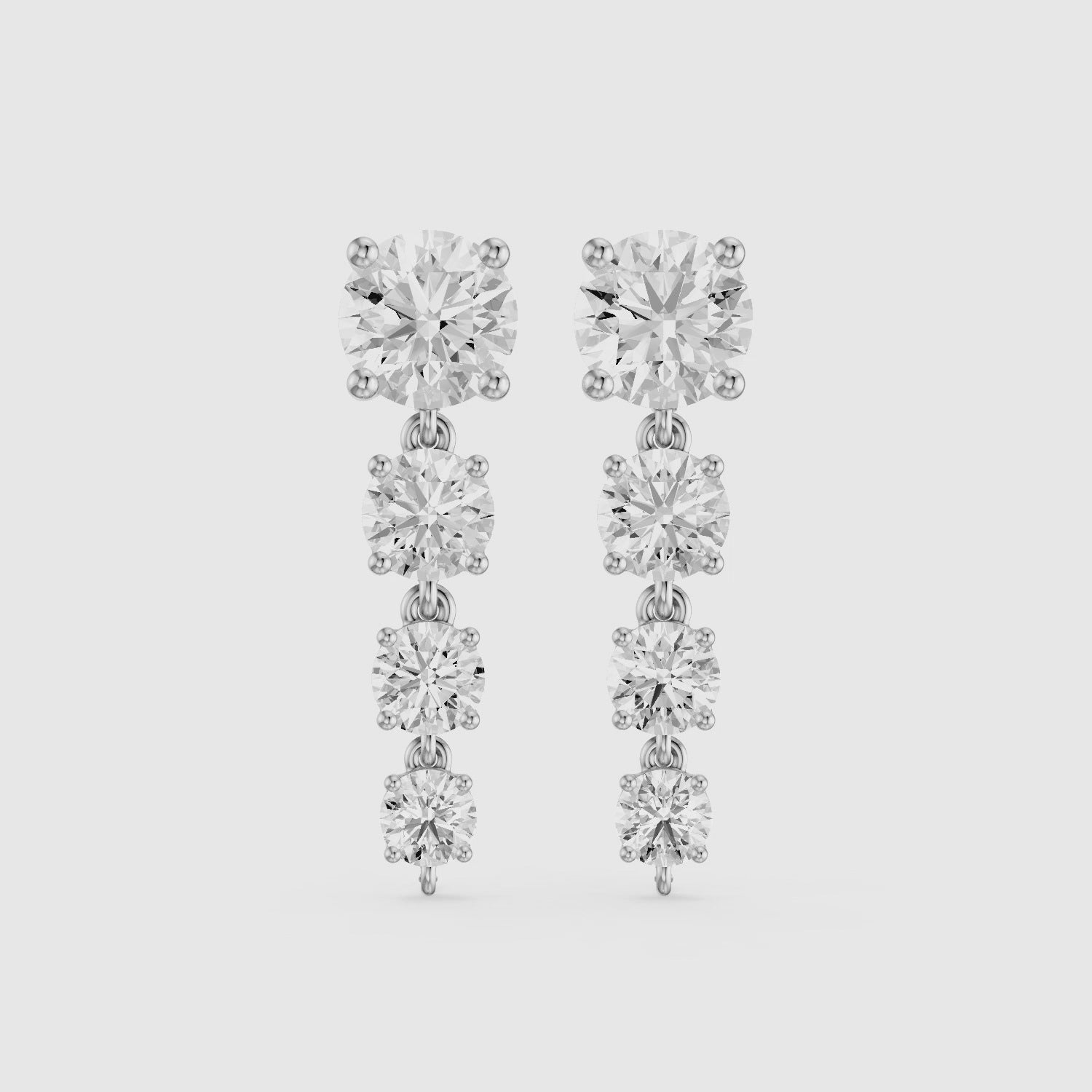 Load video: Lauryn Graduated Round Lab Grown Diamond Linear Earrings
