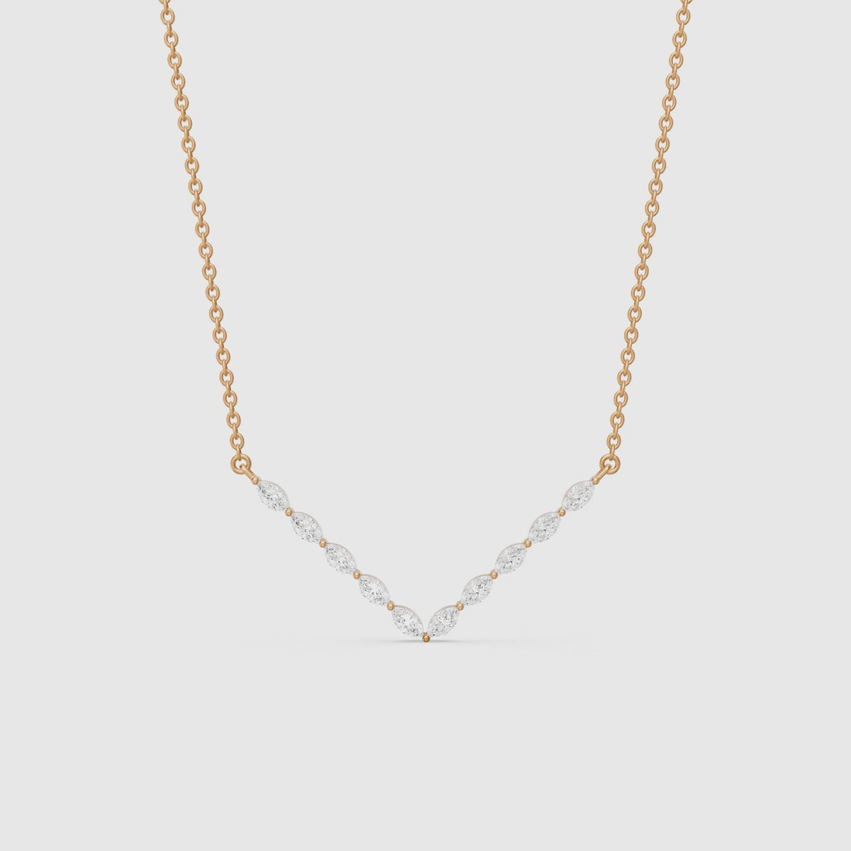 Load video: Kali Marquise Lab Grown Diamond Chevron Necklace