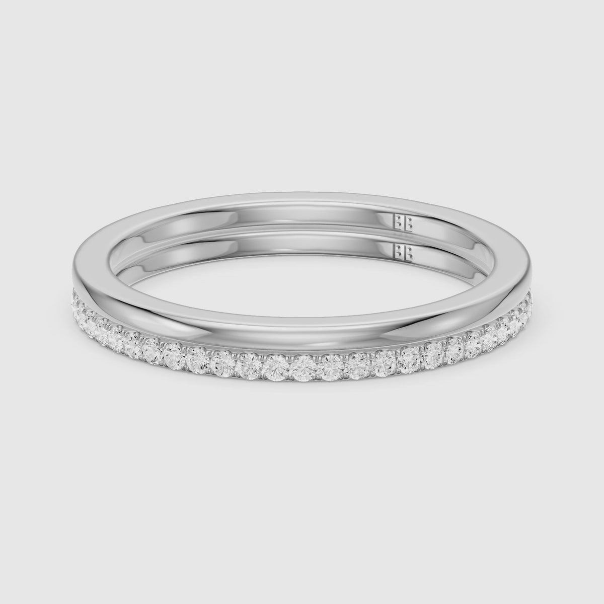 Load video: Noelle Half Eternity Slim Pavé Lab Grown Diamond Band