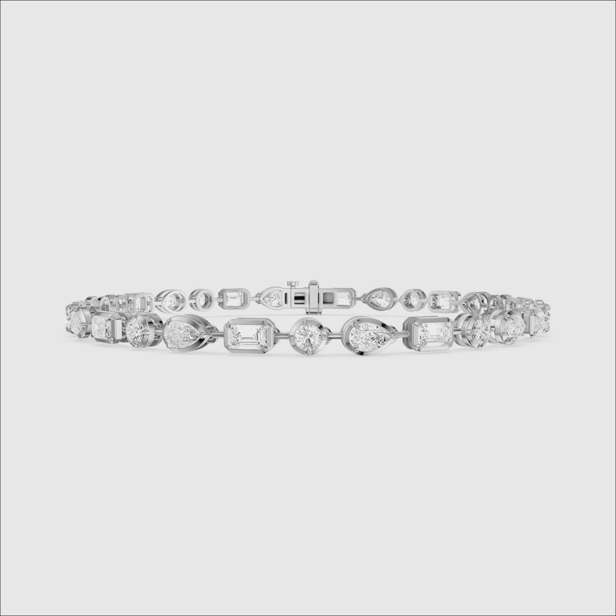 Load video: Ezra Pear, Emerald Cut and Round Lab Grown Diamond Tennis Bracelet