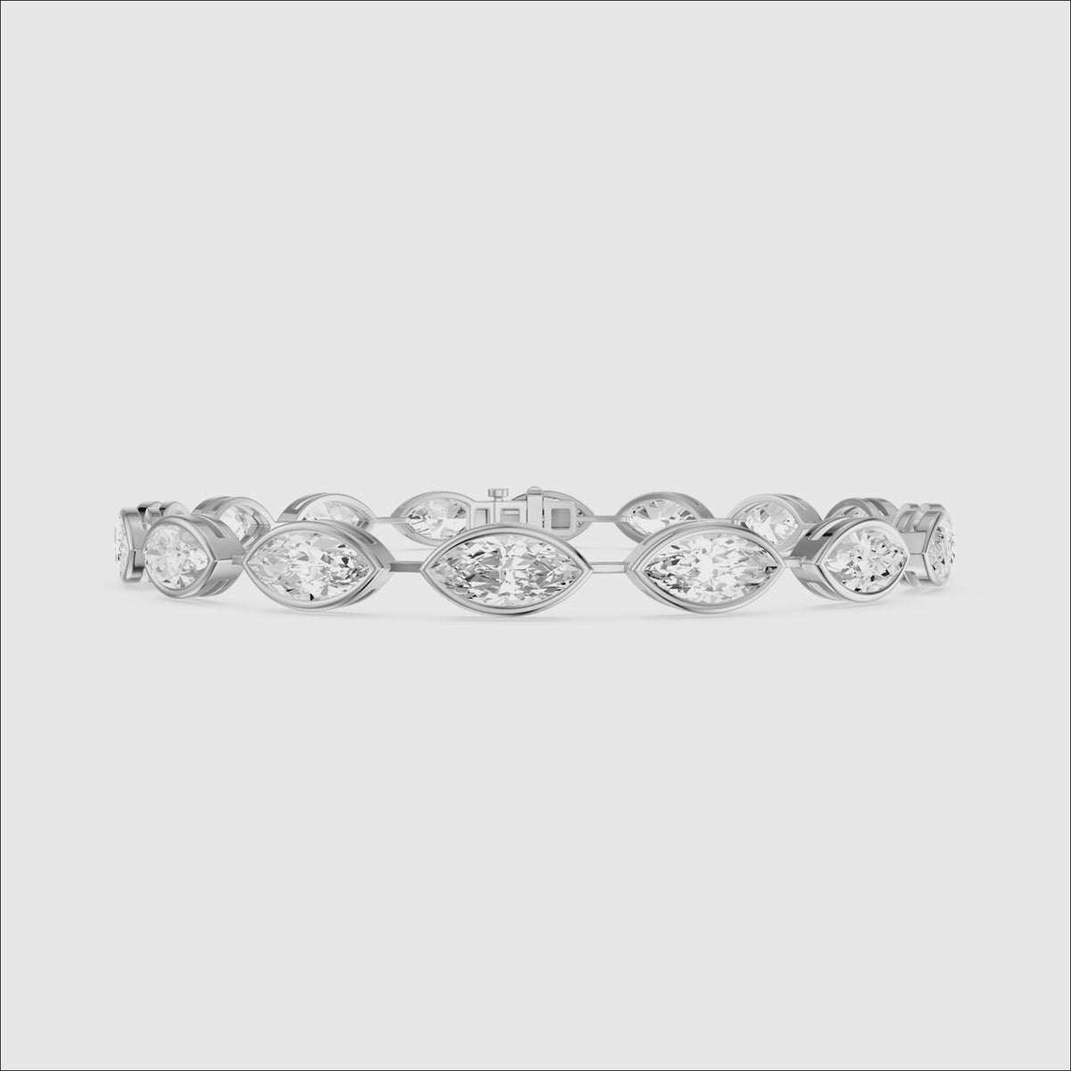 Load video: Alinn Marquise Cut Lab Grown Diamond Bezel Set Tennis Bracelet
