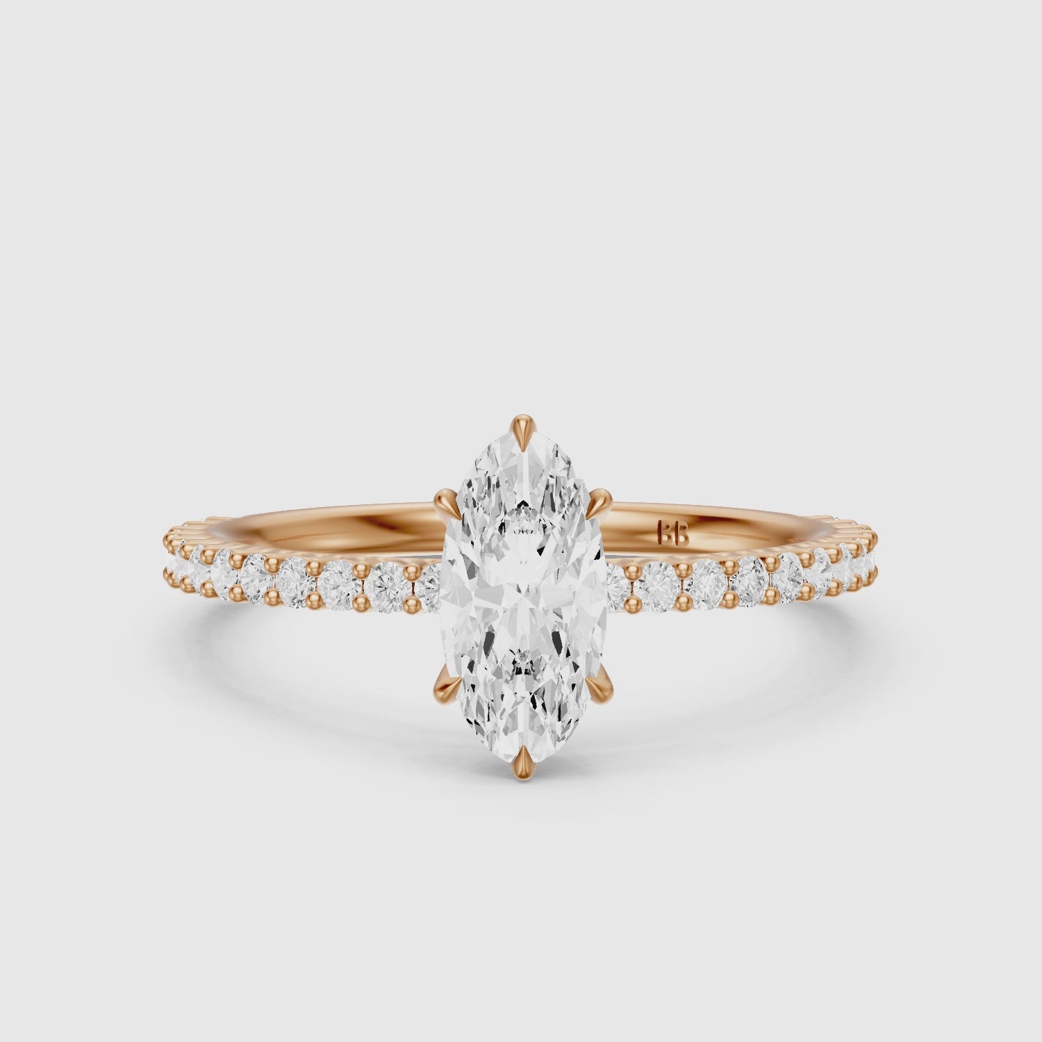 Load video: Louna Moval Moissanite Diamond Ring with Scalloped Pave Band