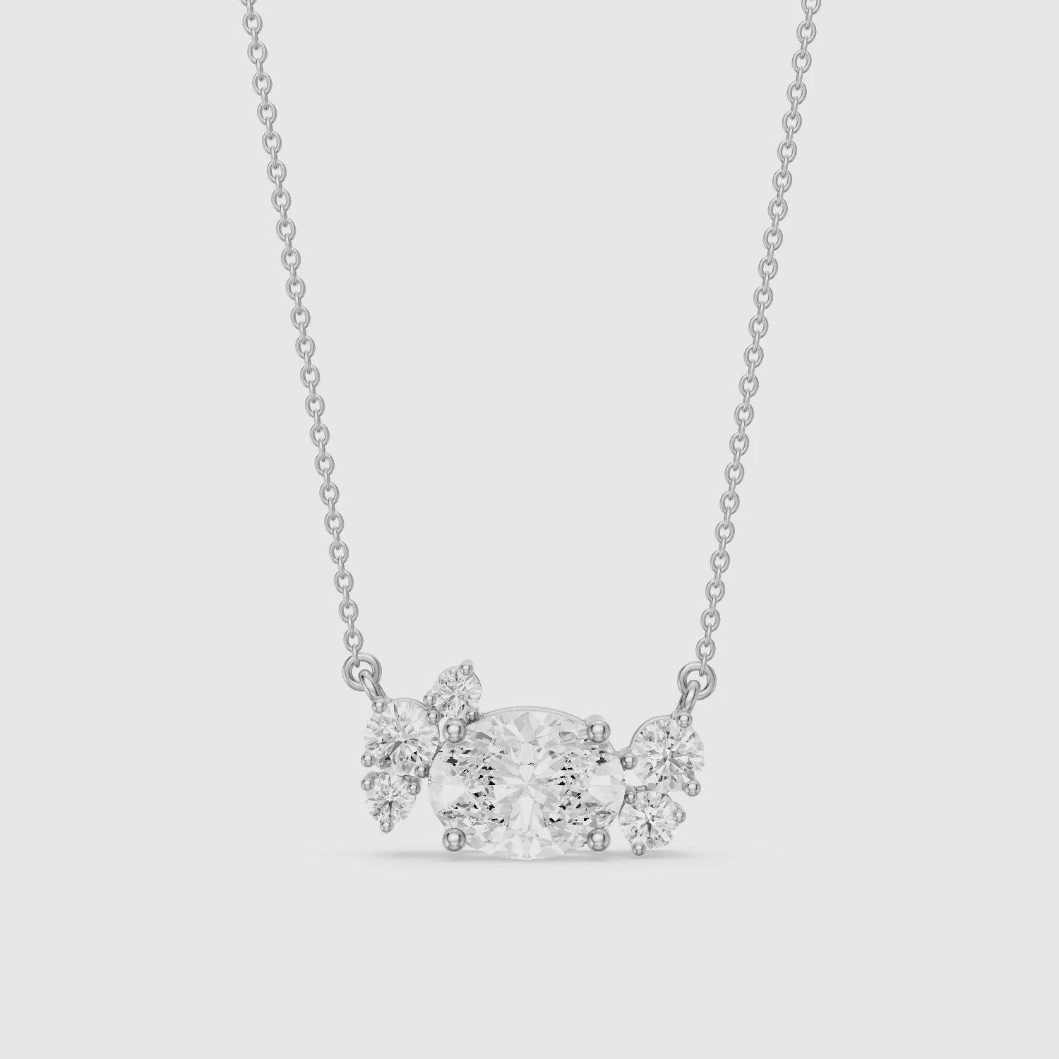 Load video: Anais Oval and Round Lab Grown Diamond Cluster Necklace