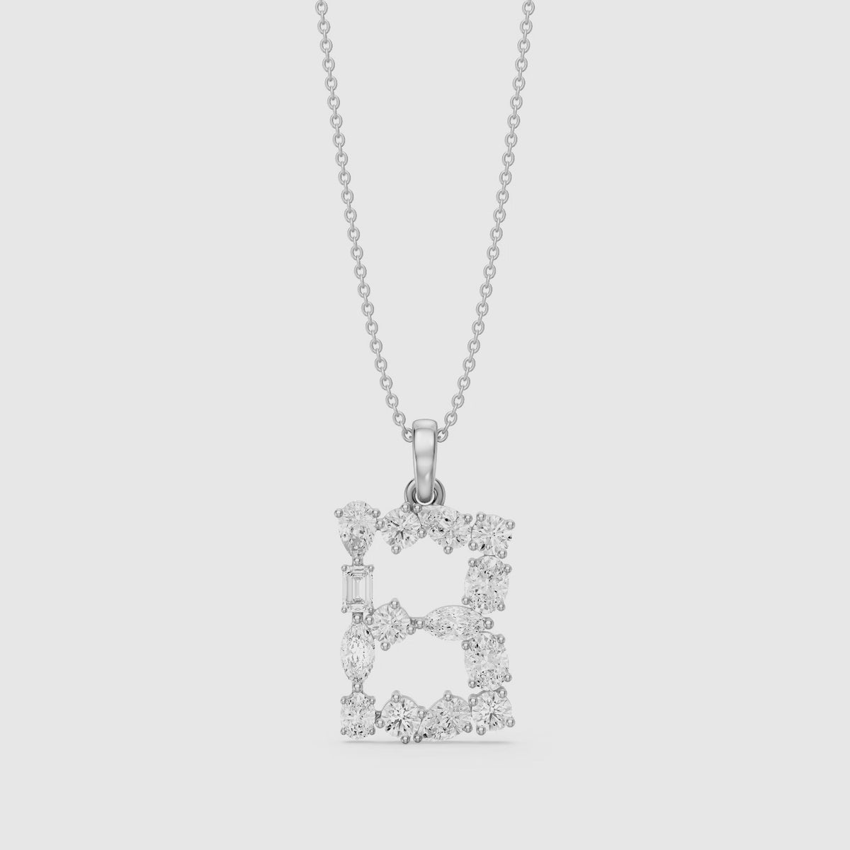 Load video: Celestine Multi Shape Lab Grown Diamond Initial B Pendant