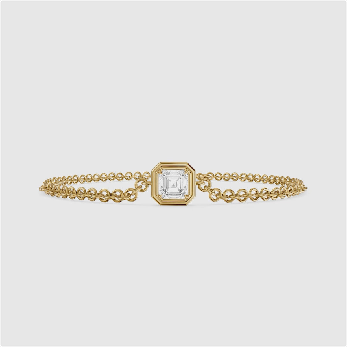 Load video: Lucie Bezel Set Asscher Lab Grown Diamond Chain Bracelet
