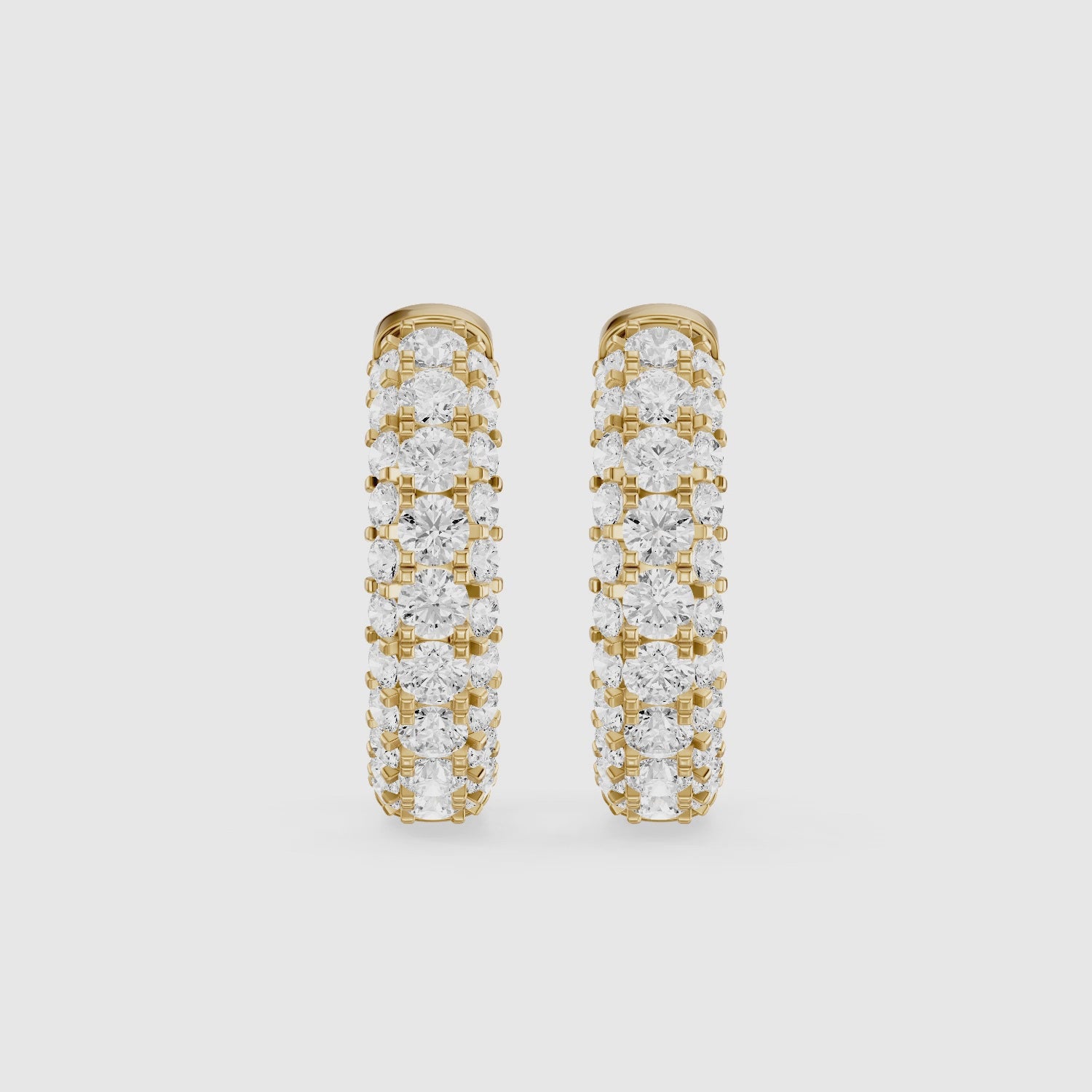 Load video: Anthea Round Lab Grown Diamond Chunky Pave Huggie Hoop Earrings