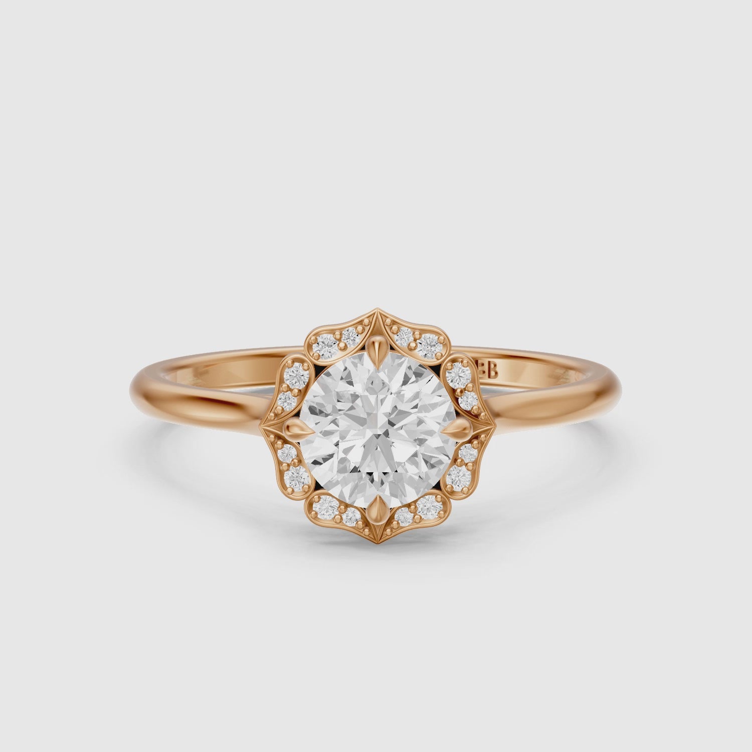 Load video: Maddyn Vintage Inspired Round Cut Halo Lab Grown Diamond Ring