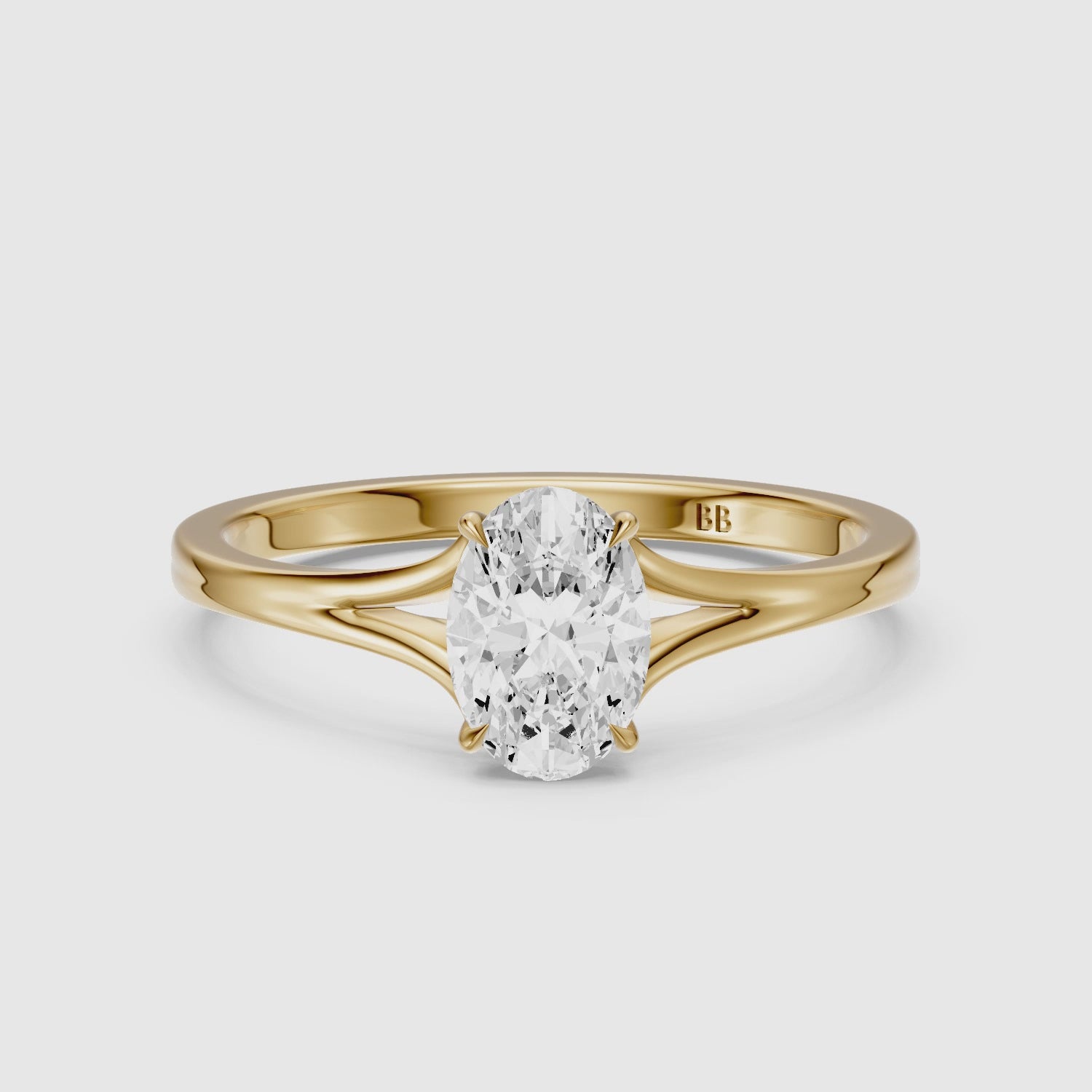 Load video: Zuri Oval Moissanite Diamond Split Shank Solitaire Ring
