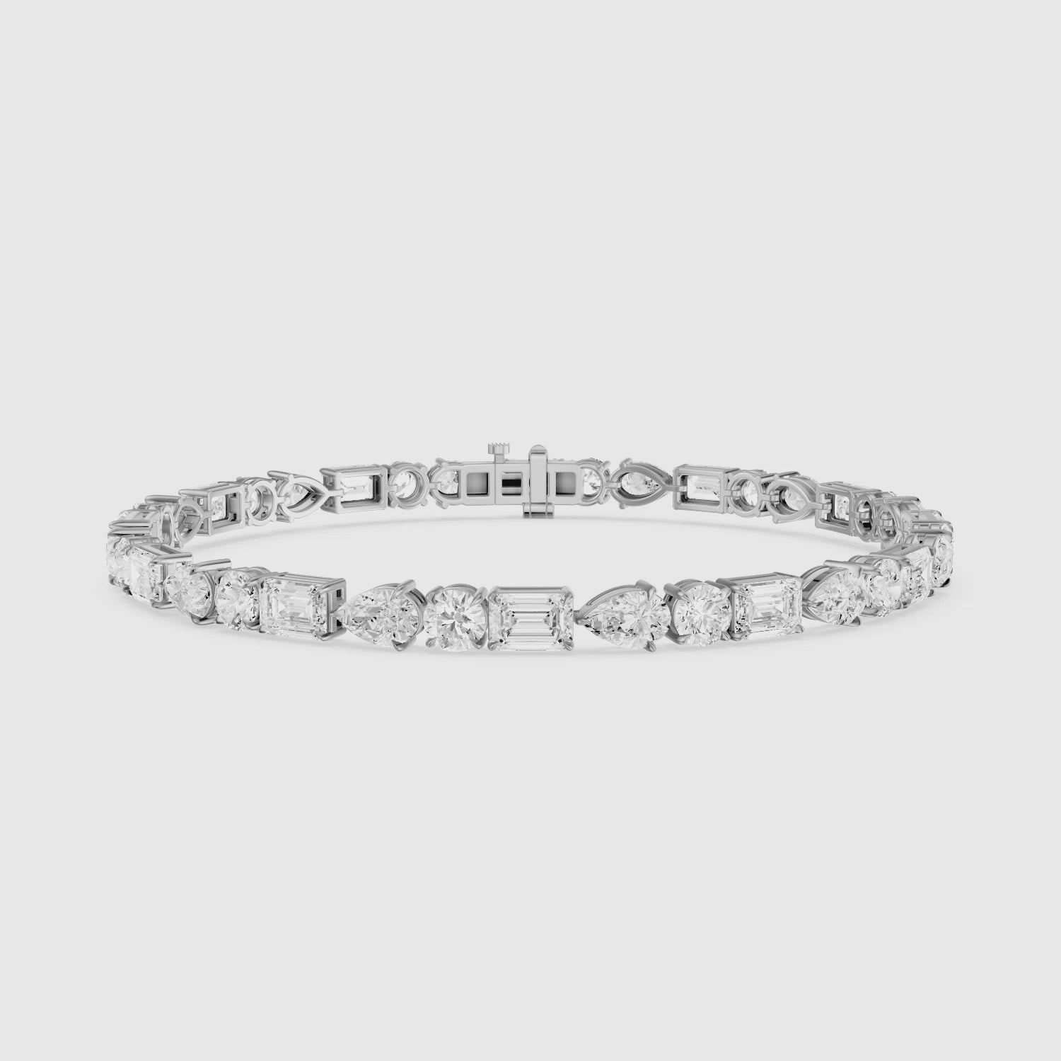Load video: Kailene Pear, Round and Emerald Cut Lab Grown Diamond Tennis Bracelet