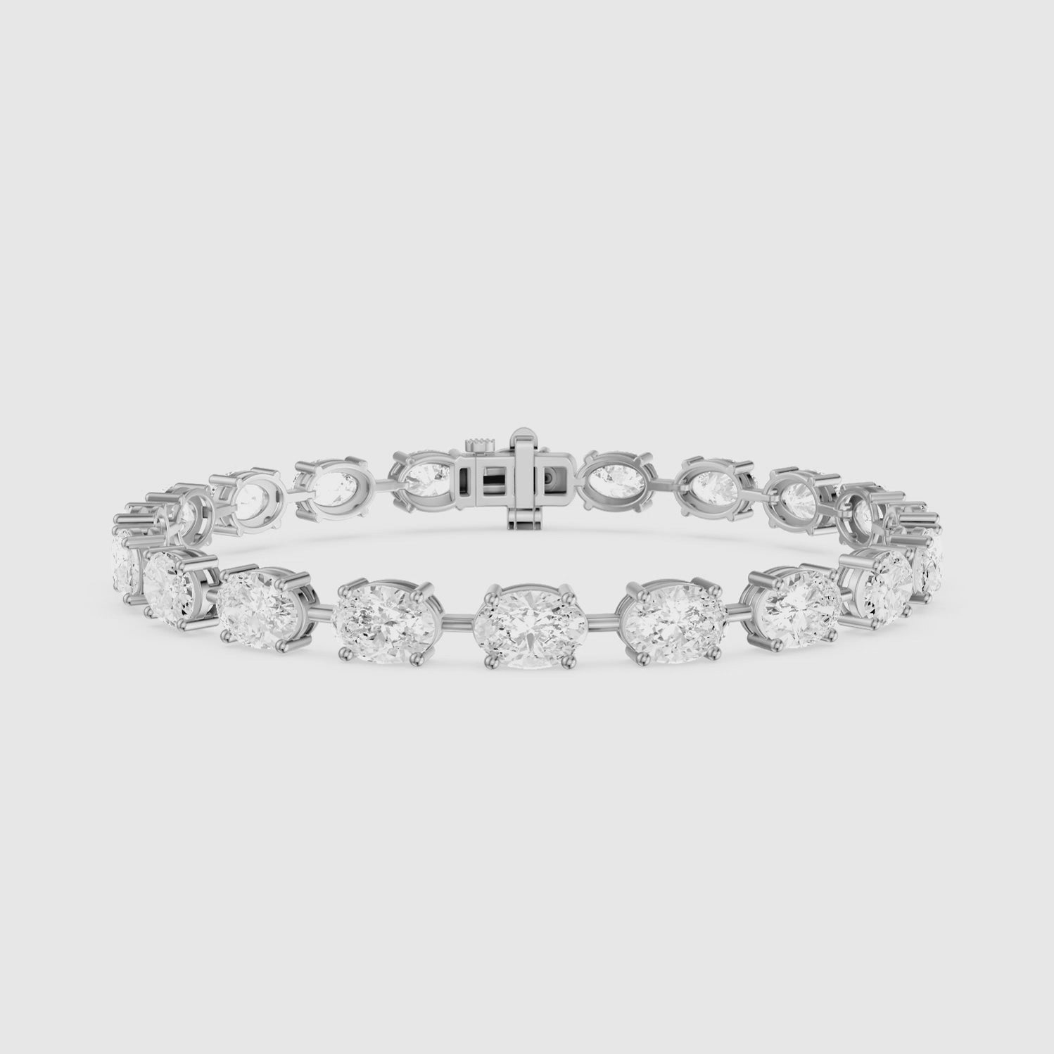 Load video: Jailene Oval Cut Lab Grown Diamond Tennis Bracelet