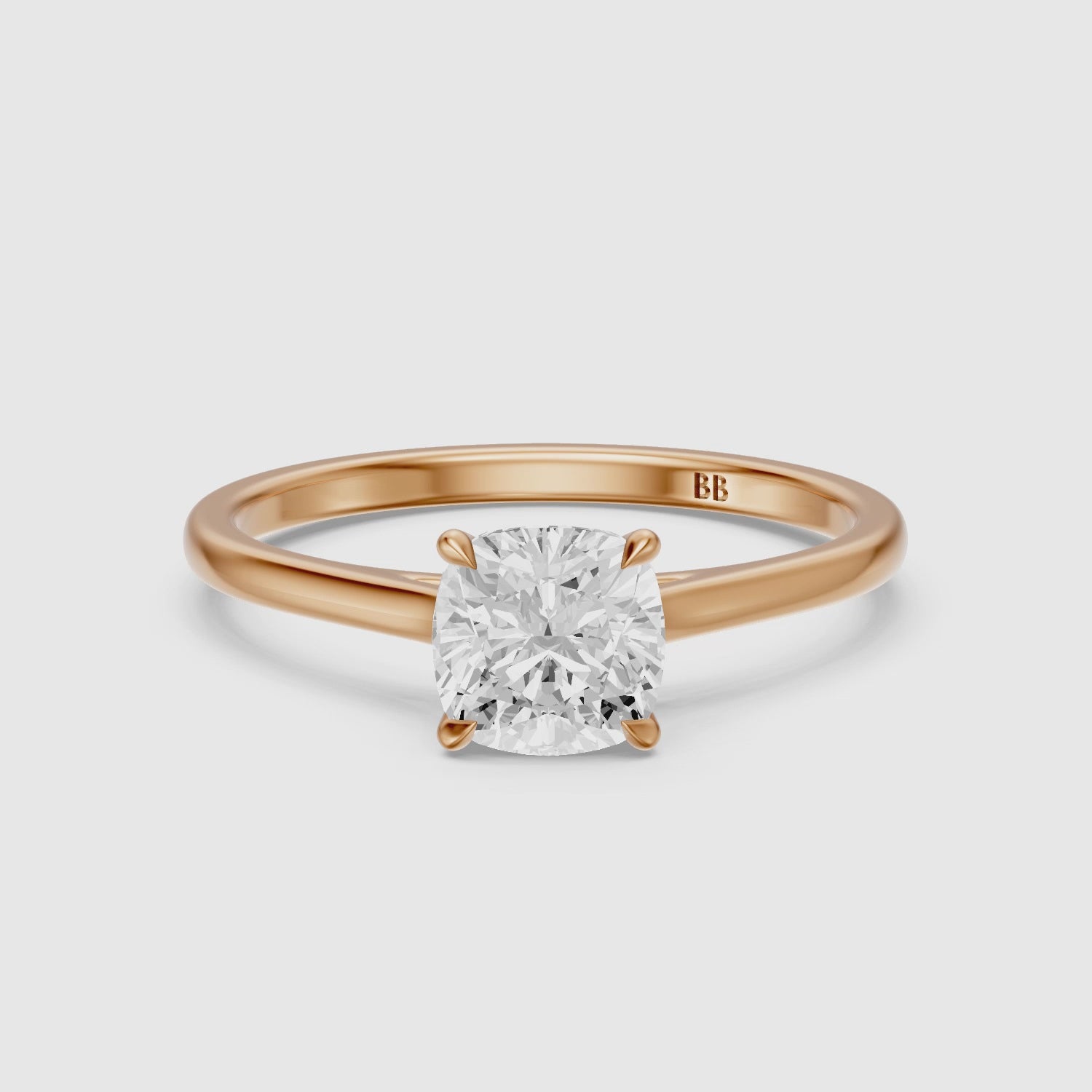Load video: Cailyn Cushion Cut Solitaire Cathedral Style Lab Grown Diamond Ring