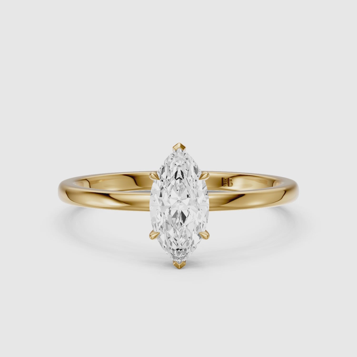 Load video: Shasta Marquise Cut Low Profile Solitaire Lab Grown Diamond Ring