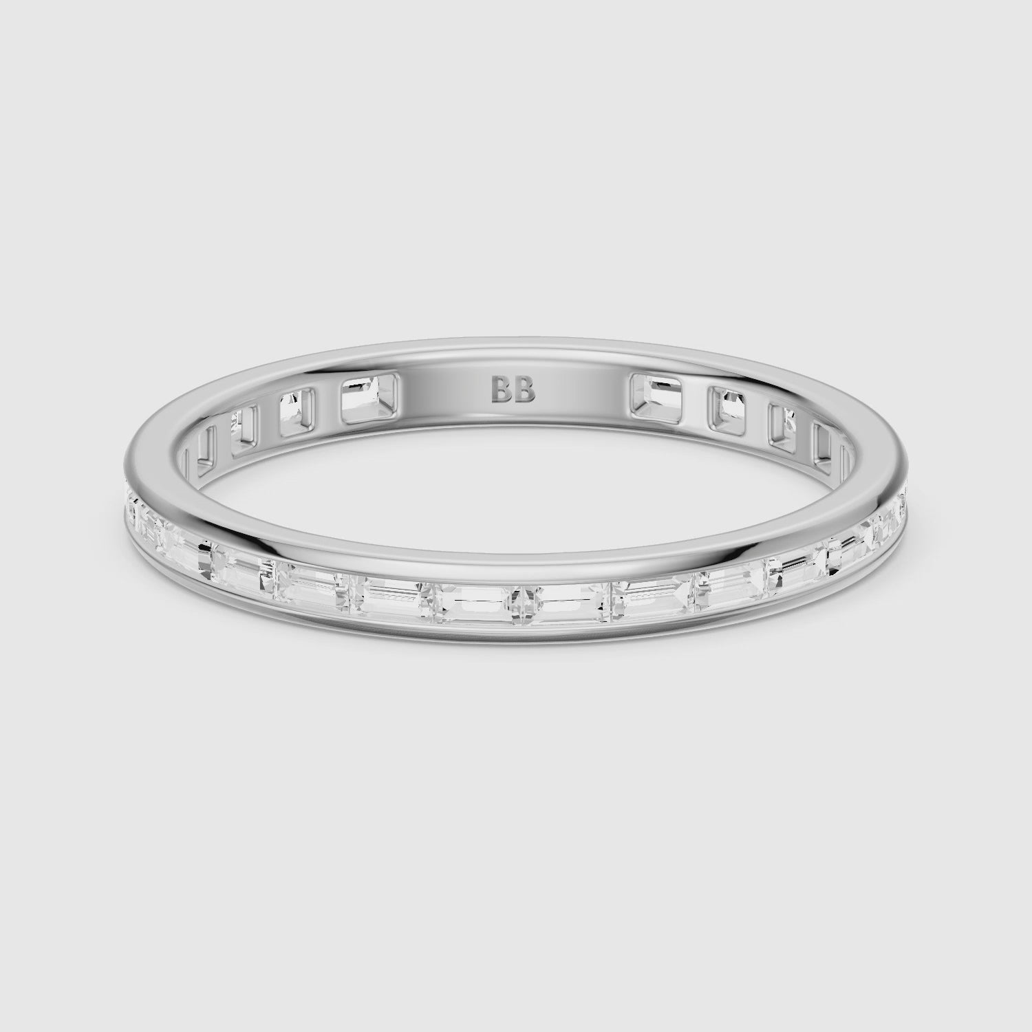 Load video: Doja Channel Set Baguette Lab Grown Diamond Stackable Eternity Band