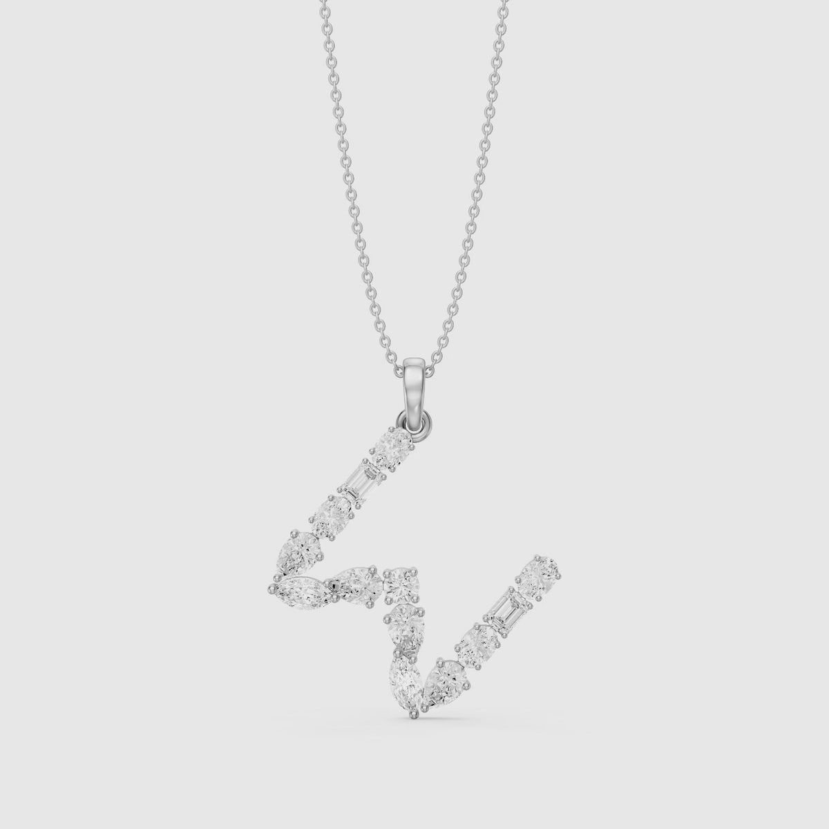 Load video: Ginevra Multi Shape Lab Grown Diamond Initial W Pendant