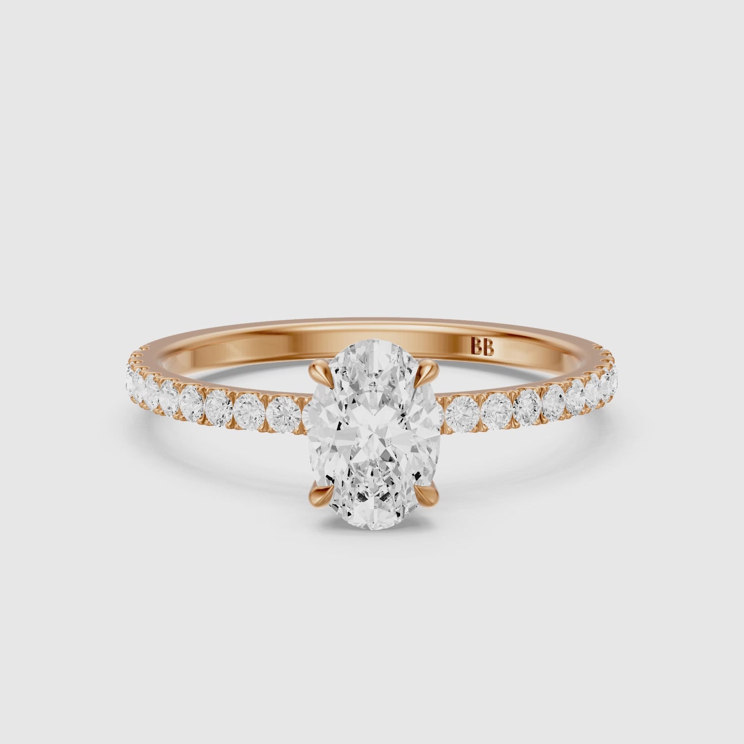 Load video: Karrisa Oval Cut Hidden Halo Pave Lab Grown Diamond Ring