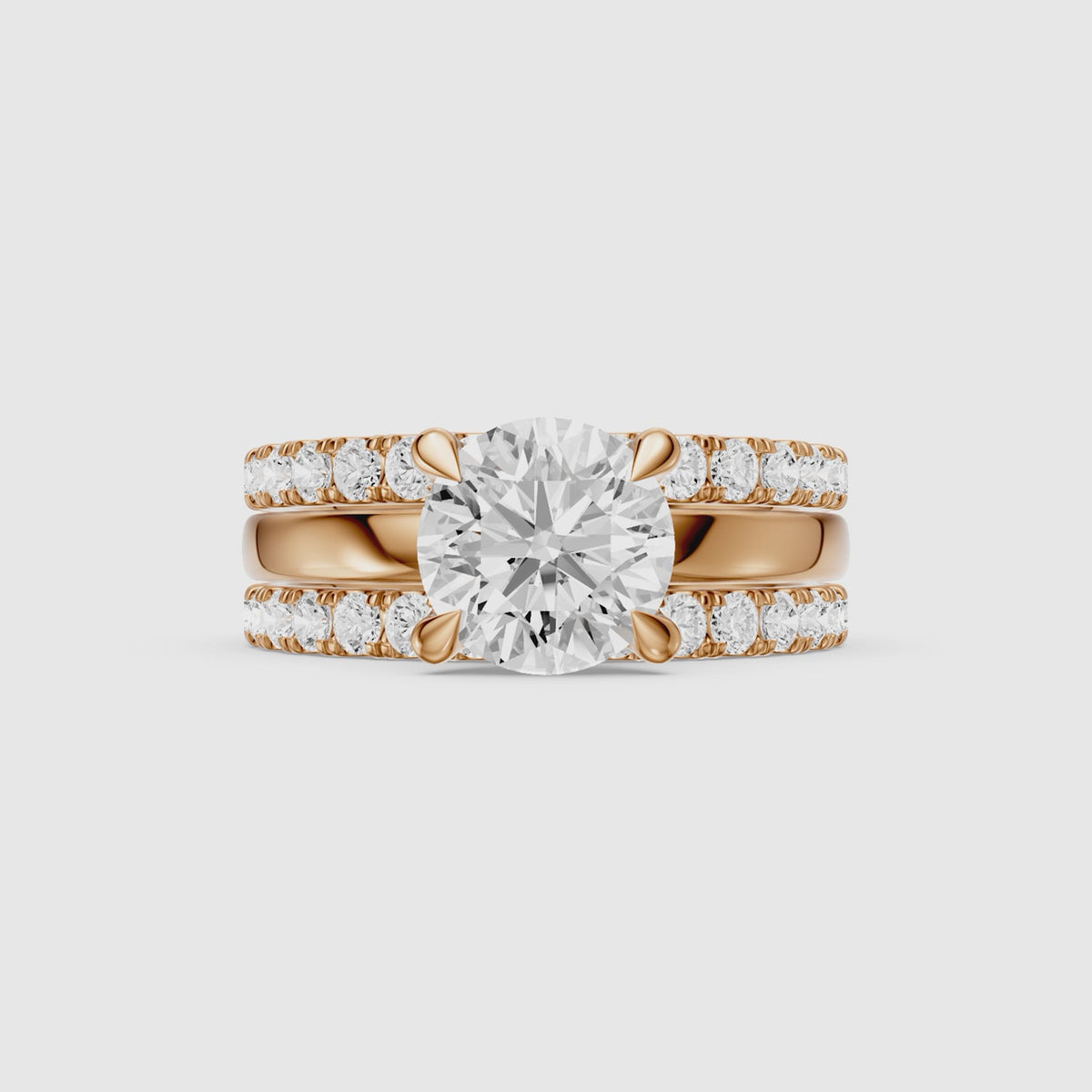 Load video: Ailsa Round Lab Grown Diamond Double Band Bridal Set