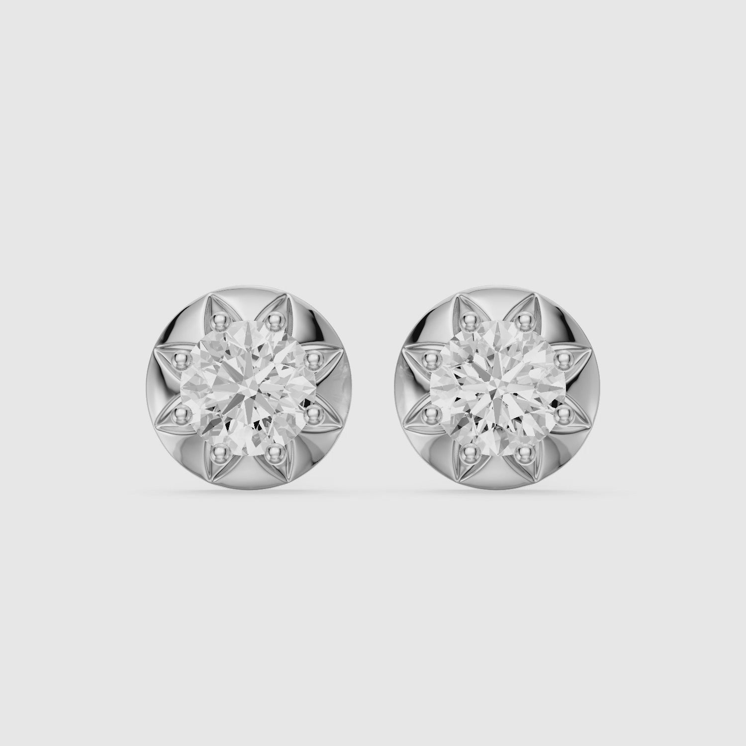 Load video: Ysolde Round Cut Lab Grown Diamond Sunburst Stud Earrings