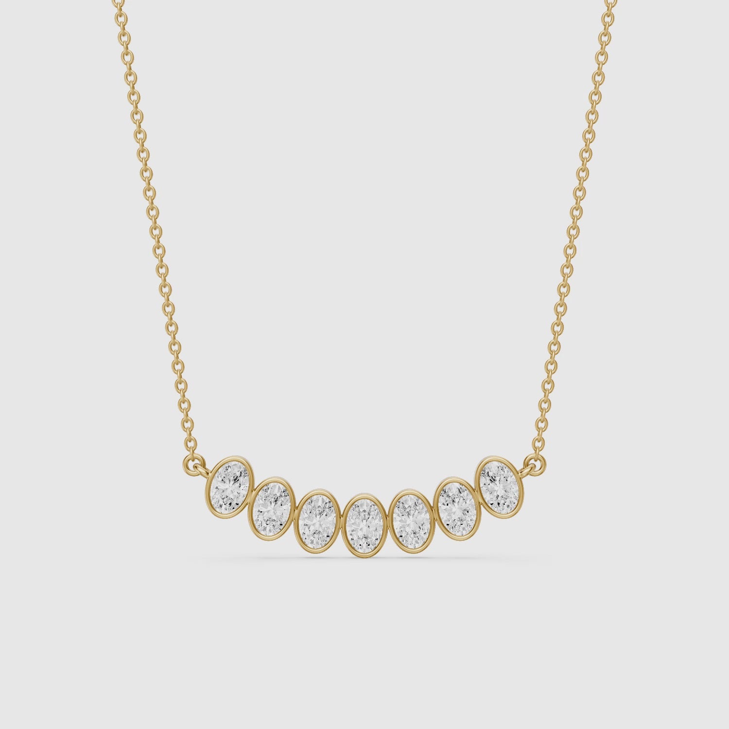 Load video: Larissa Oval Lab Grown Diamond Bezel Bar Necklace