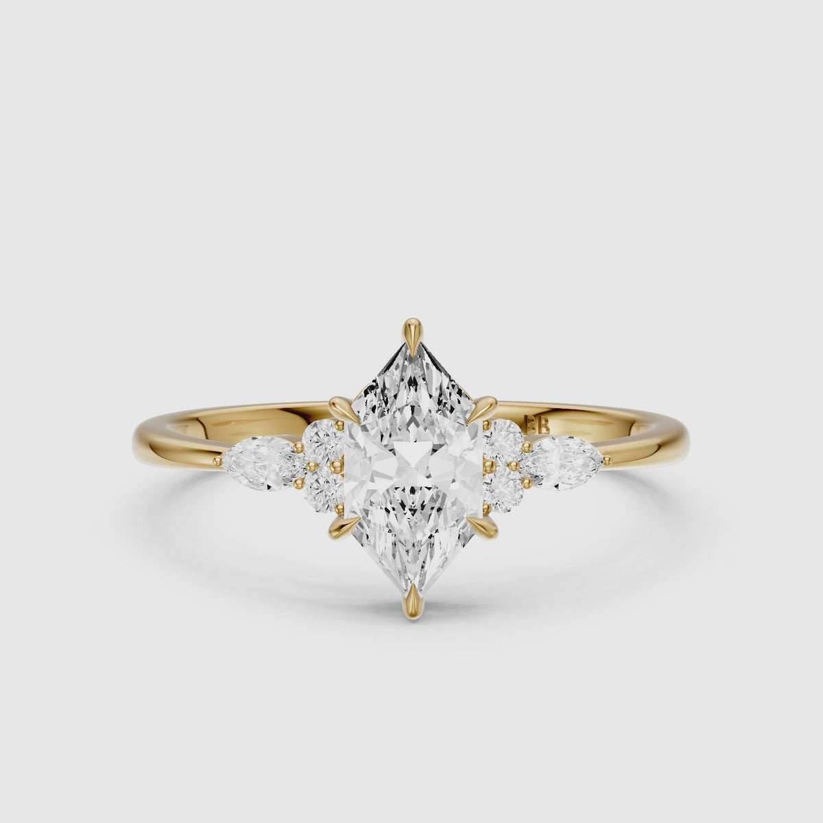 Load video: Aileen Dutch Marquise Cut Lab Grown Diamond Ring with Round &amp; Marquise Side Stones