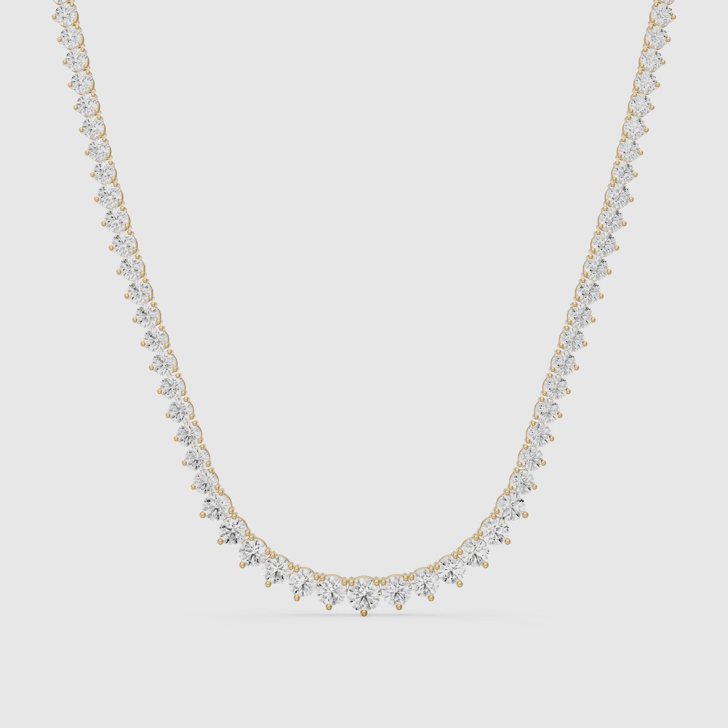 Load video: Felicity Round Cut Lab Grown Diamond Three Prong Tennis Necklace