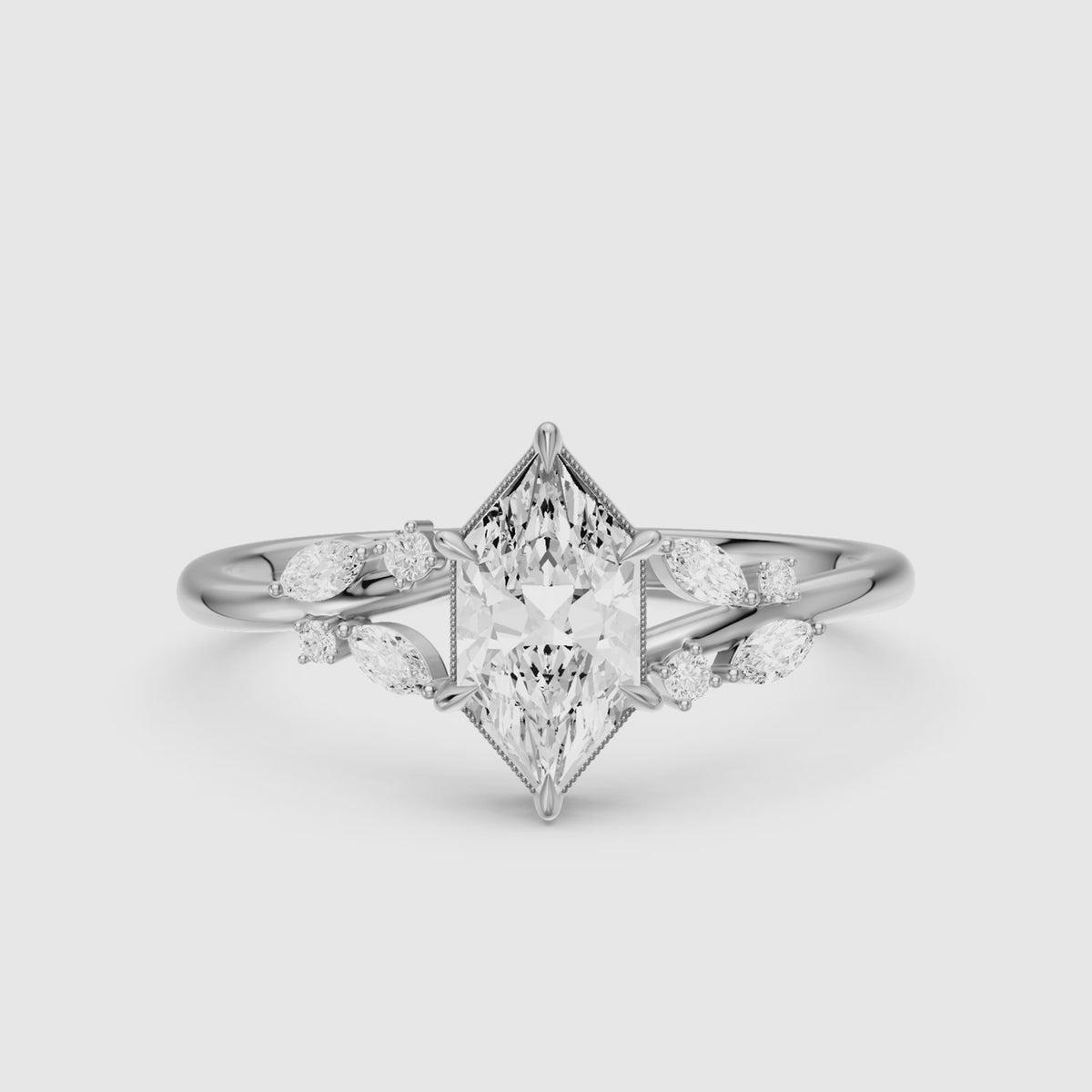 Load video: Damaris Dutch Marquise Lab Grown Diamond Cluster Side Stones Ring