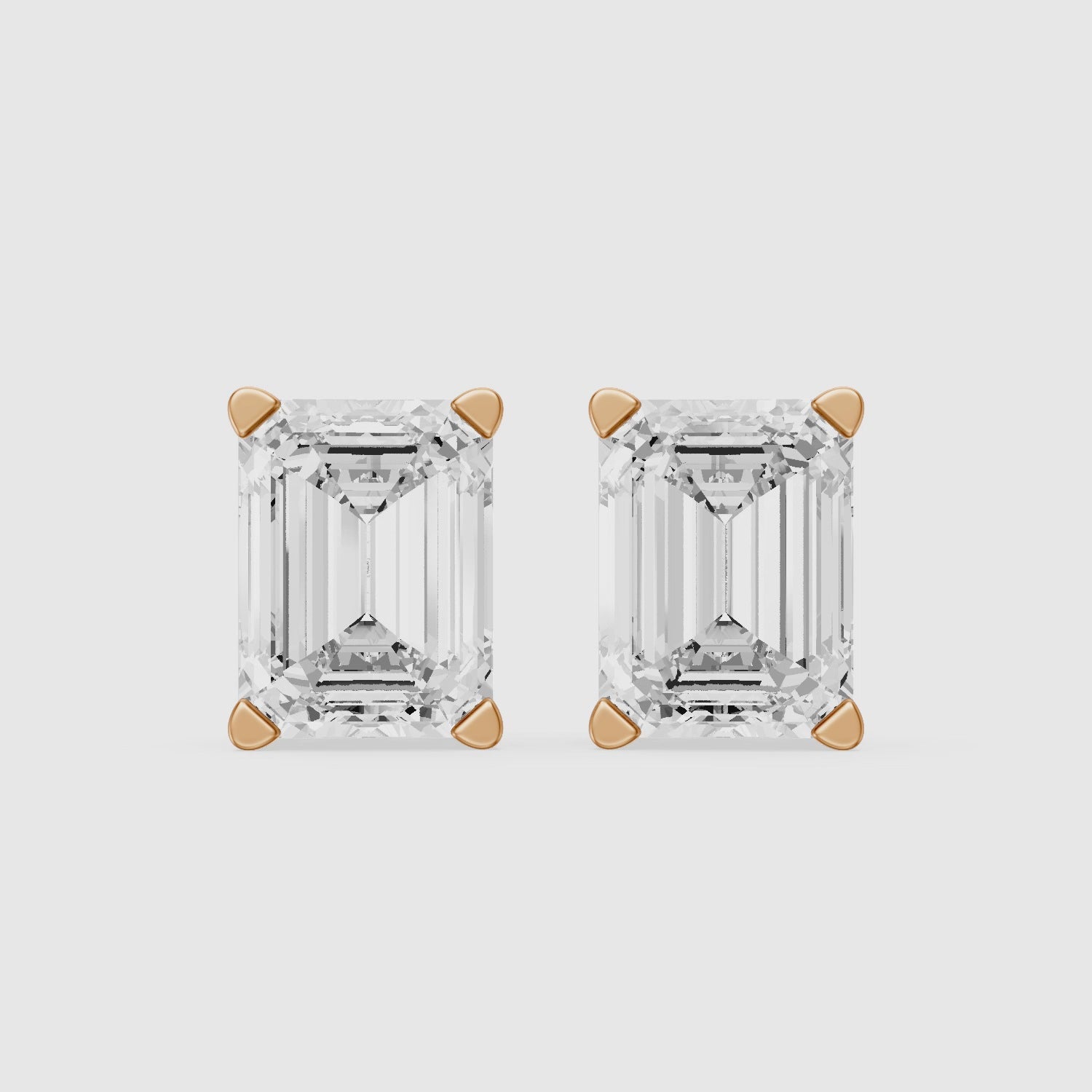 Load video: Veselina Emerald Cut Lab Grown Diamond Filigree Scroll Stud Earrings