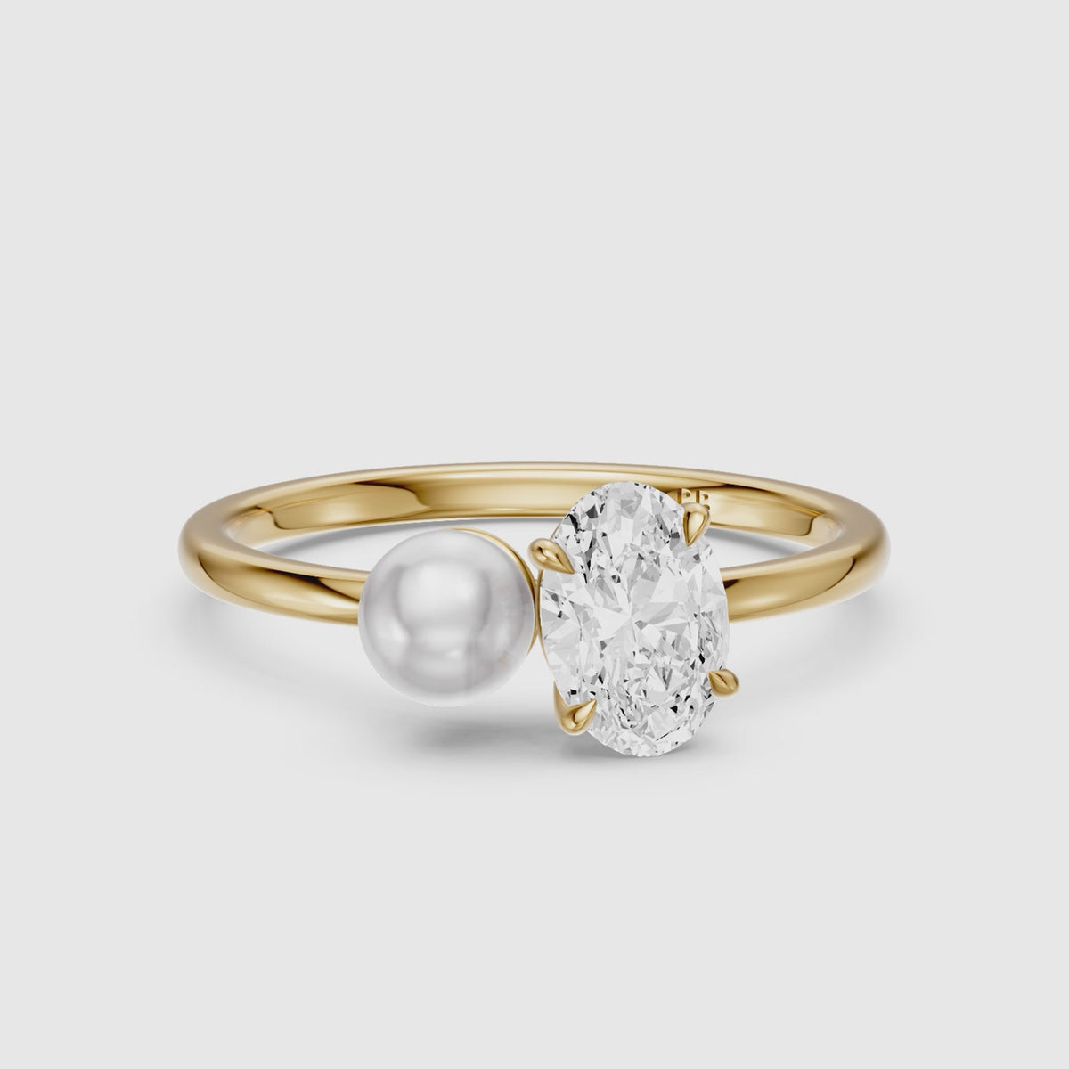 Load video: Ariana Oval Lab Grown Diamond and Pearl Engagement Ring