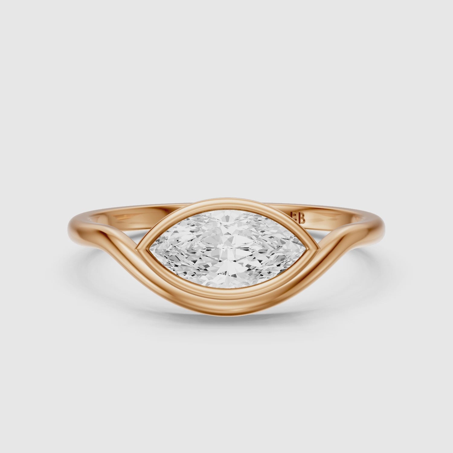 Load video: Eleanor Marquise Cut East West Bezel Set Moissanite Diamond Ring