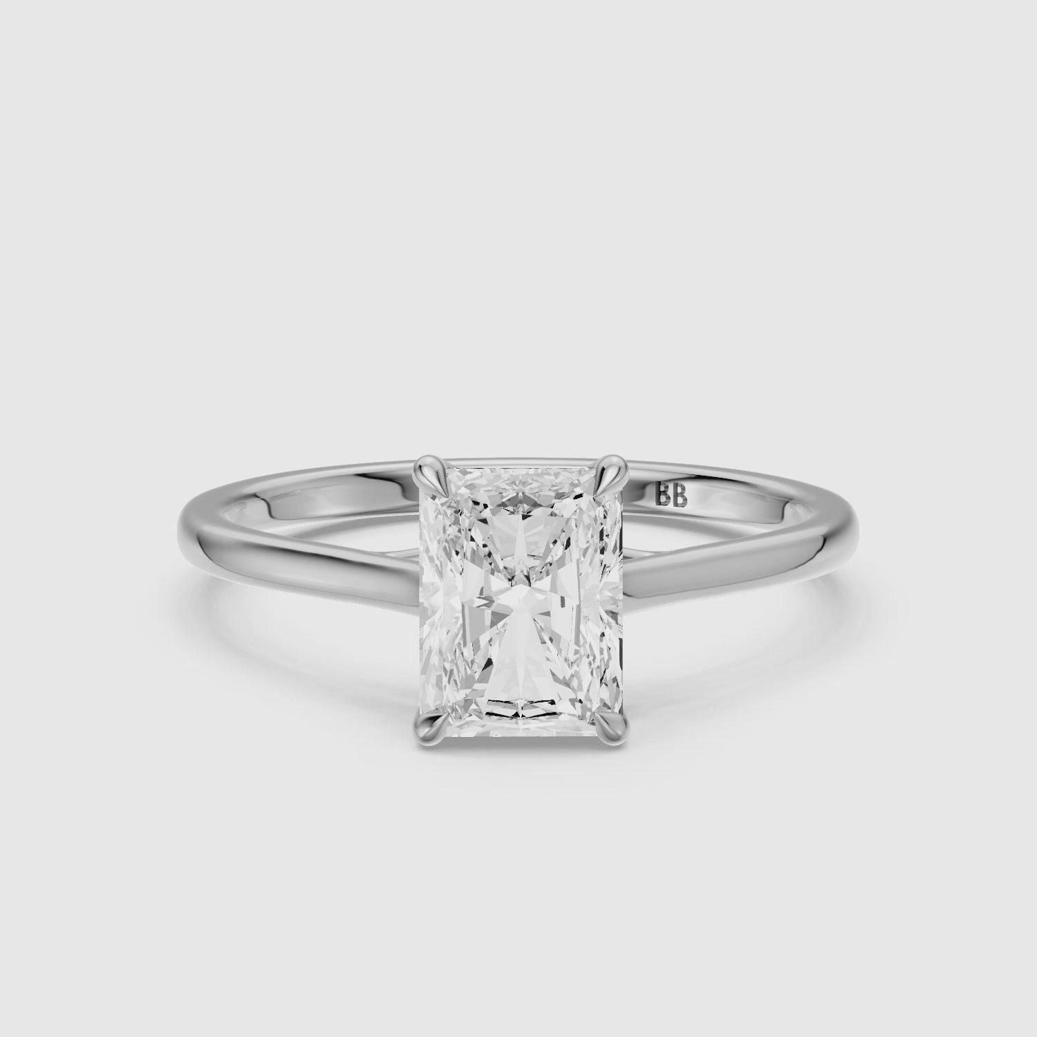 Load video: Sophia 4 Prong Radiant Cut Solitaire Moissanite Diamond Ring