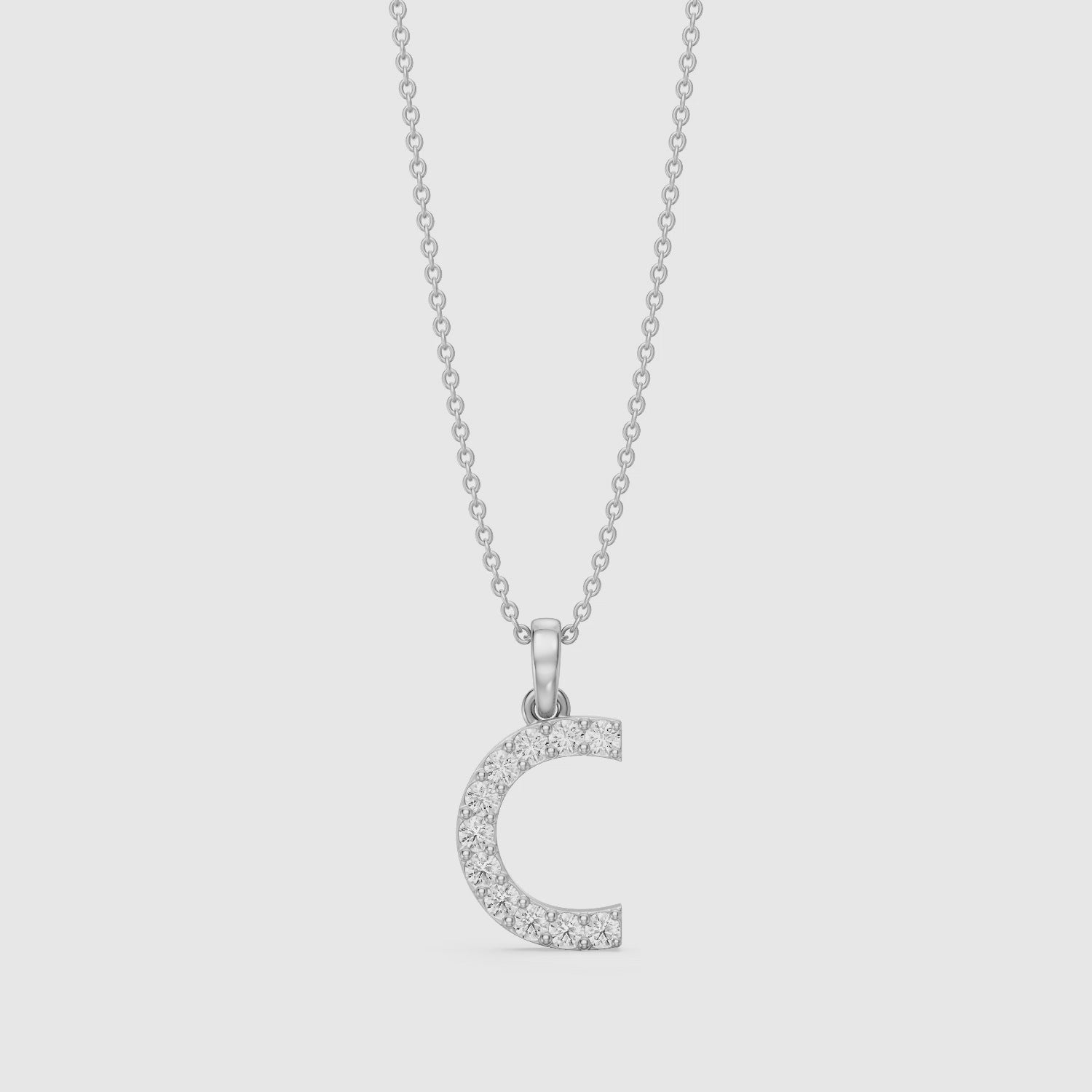 Load video: Taylor Lab Grown Diamond C Initial Pendant Necklace
