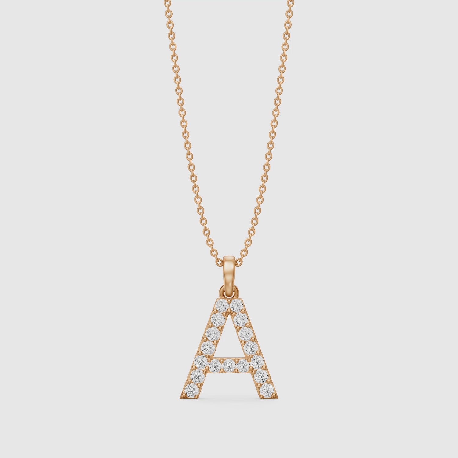 Load video: Addison Lab Grown Diamond A Initial Pendant Necklace