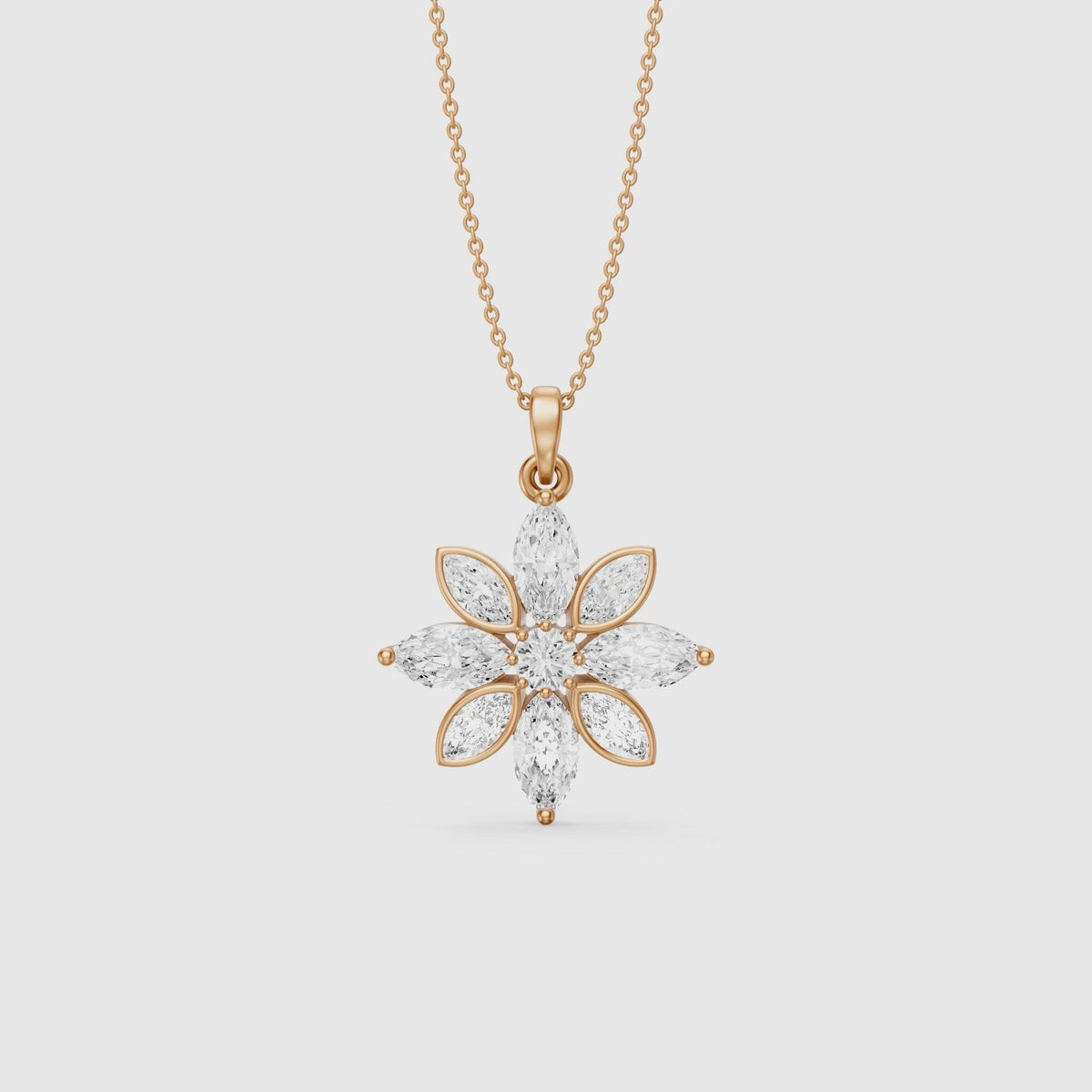 Load video: Kira Marquise Cut Lab Grown Diamond Flower Pendant