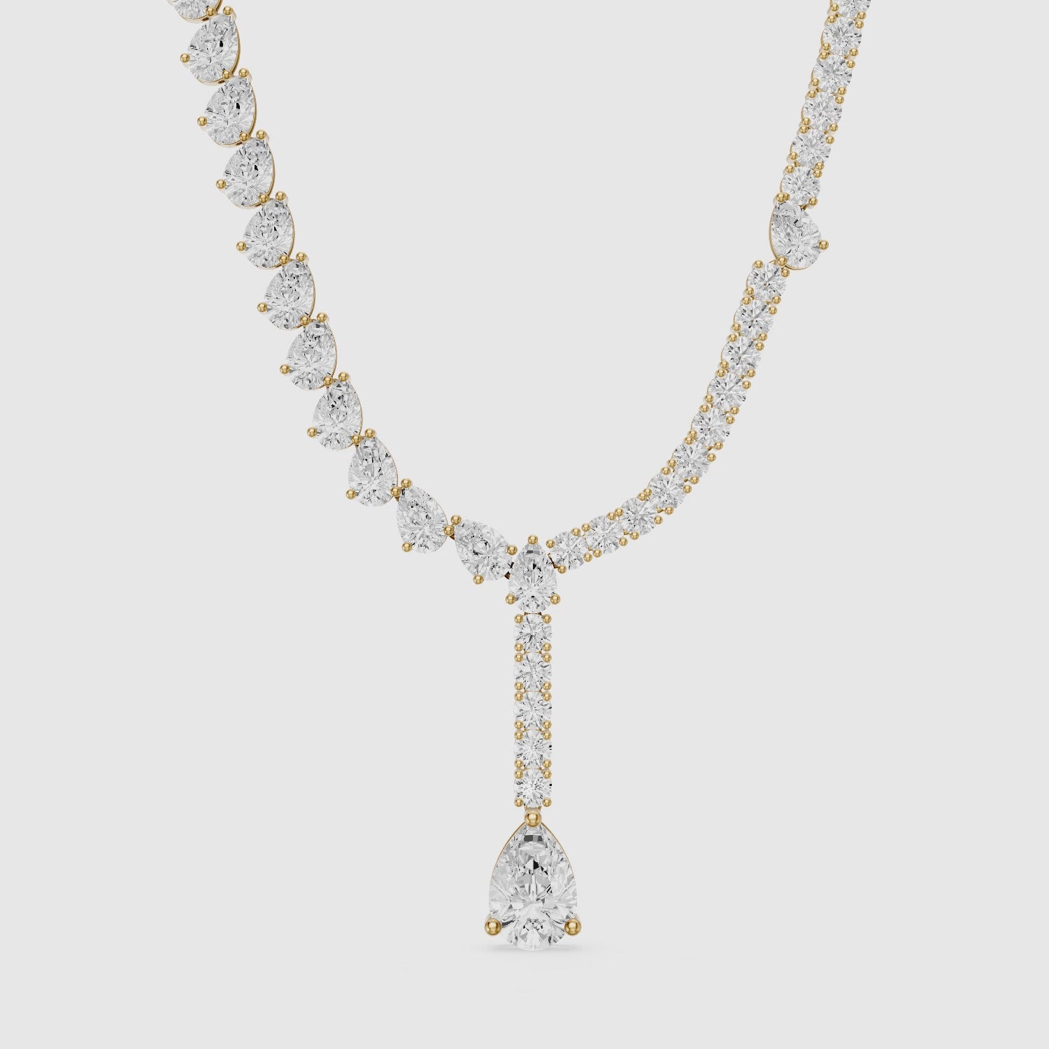 Load video: Audrey Pear Cut Lab Grown Diamond Drop Tennis Necklace