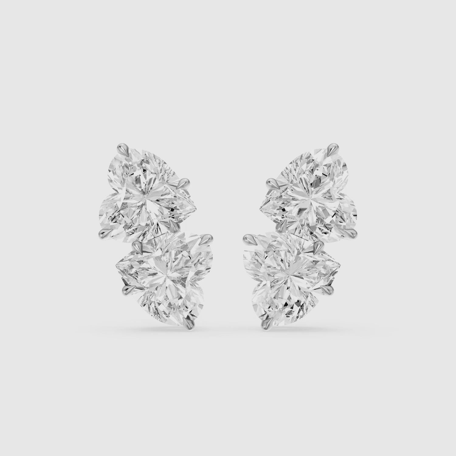 Load video: Iseult Heart Cut Lab Grown Diamond Duo Stud Earrings