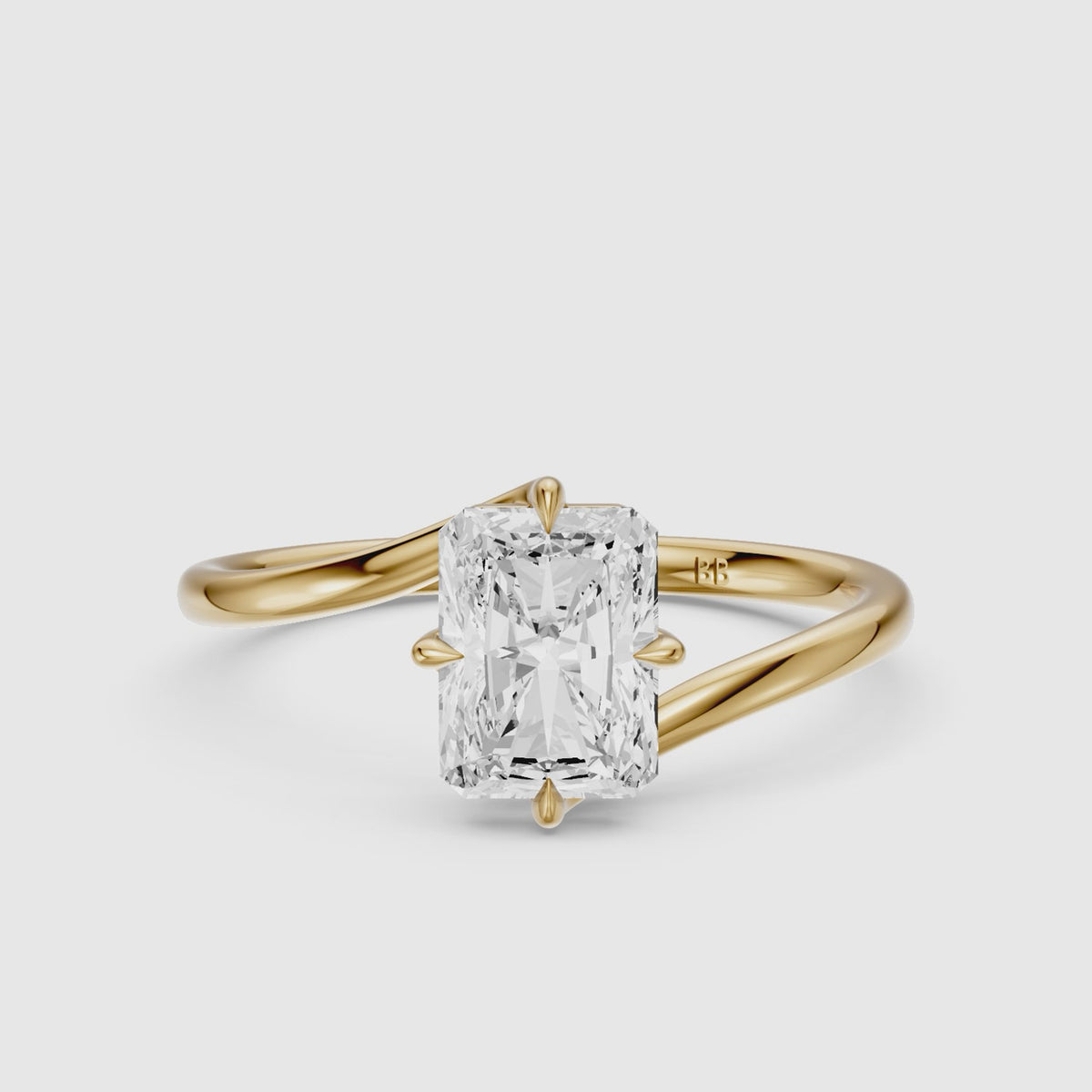 Load video: Sora Radiant Cut Solitaire Bypass Lab Grown Diamond Engagement Ring