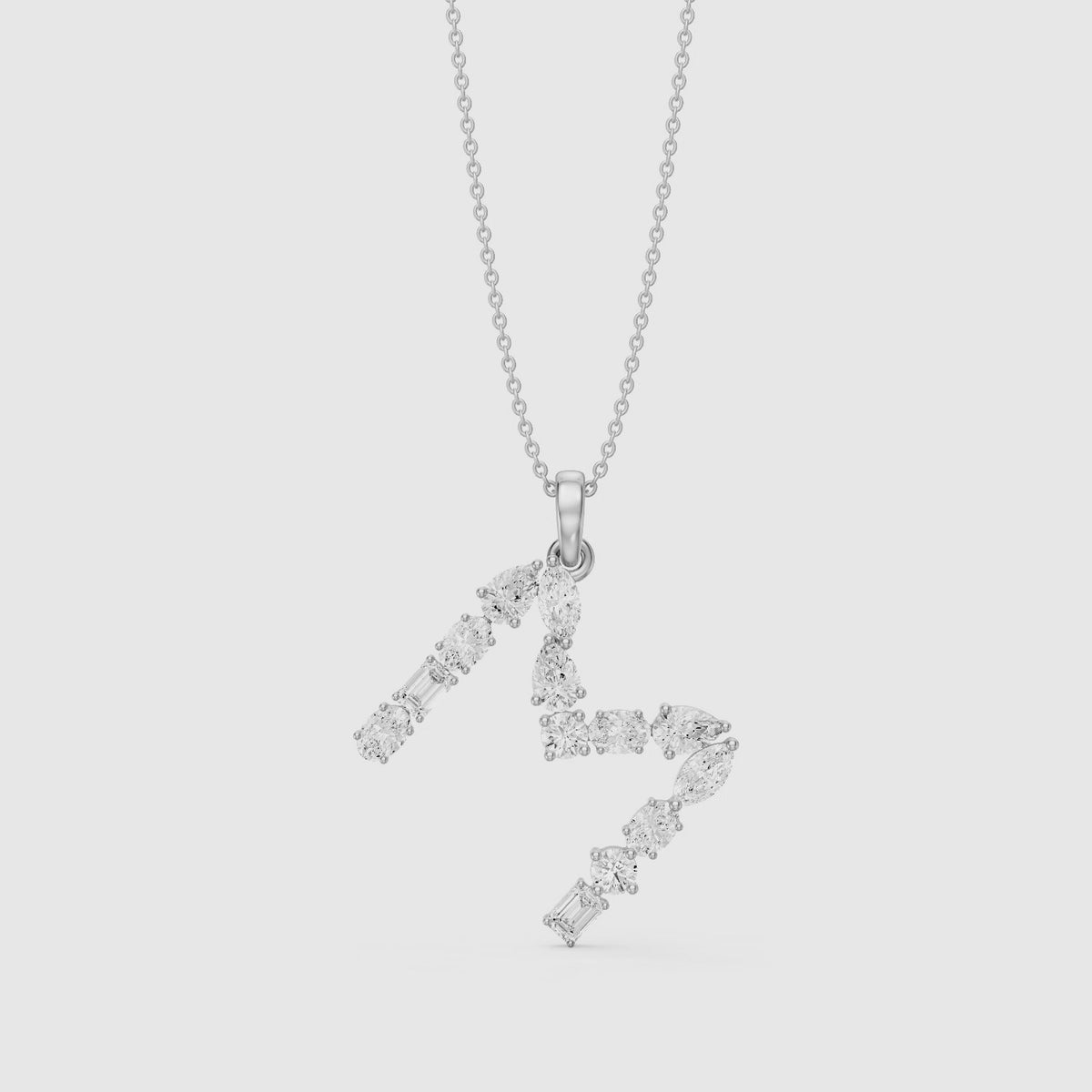 Load video: Maristella Multi Shape Lab Grown Diamond Initial M Pendant